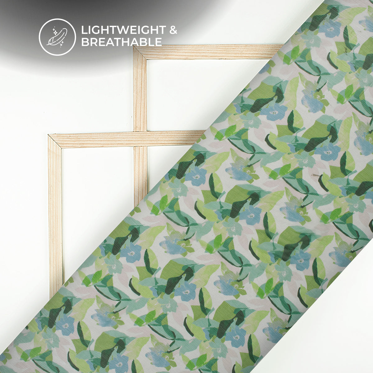 Dark Green Floral Digital Print Bemberg Chiffon Fabric