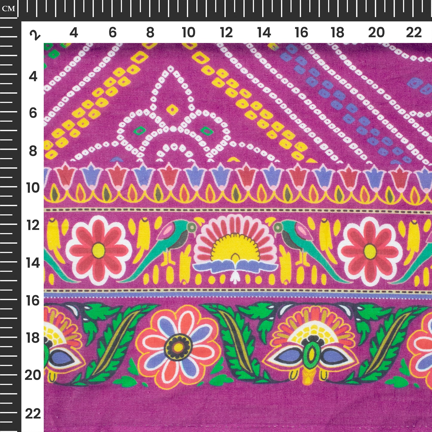 Purple Bandhani Digital Print Cotton Mulmul Fabric