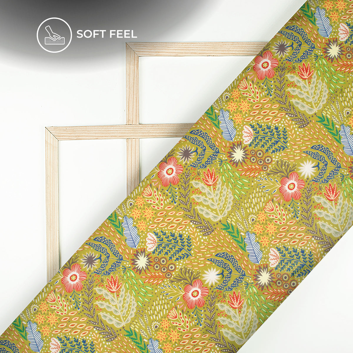 Buy Folk Floral Digital Print Japan Satin Fabric Online - Traditional Print