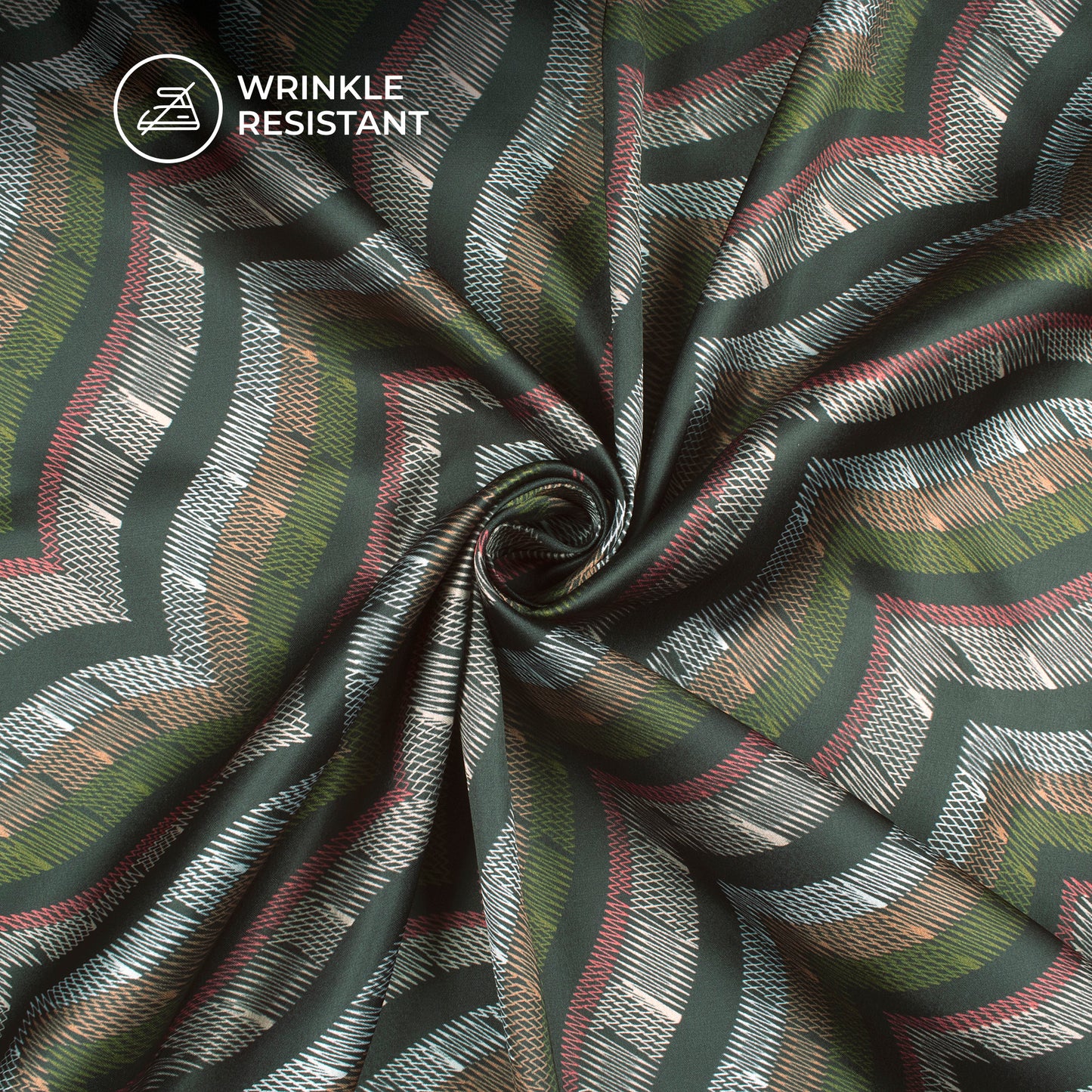 Smart Thread Work Chevron Digital Print Japan Satin Fabric