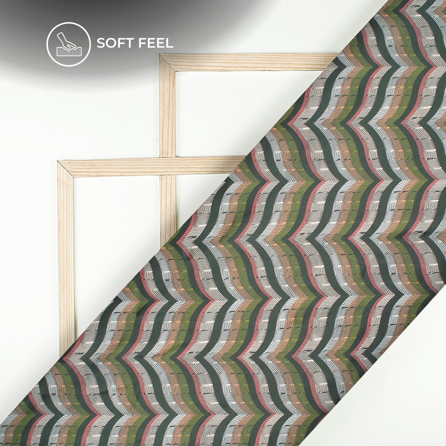 Smart Thread Work Chevron Digital Print Japan Satin Fabric
