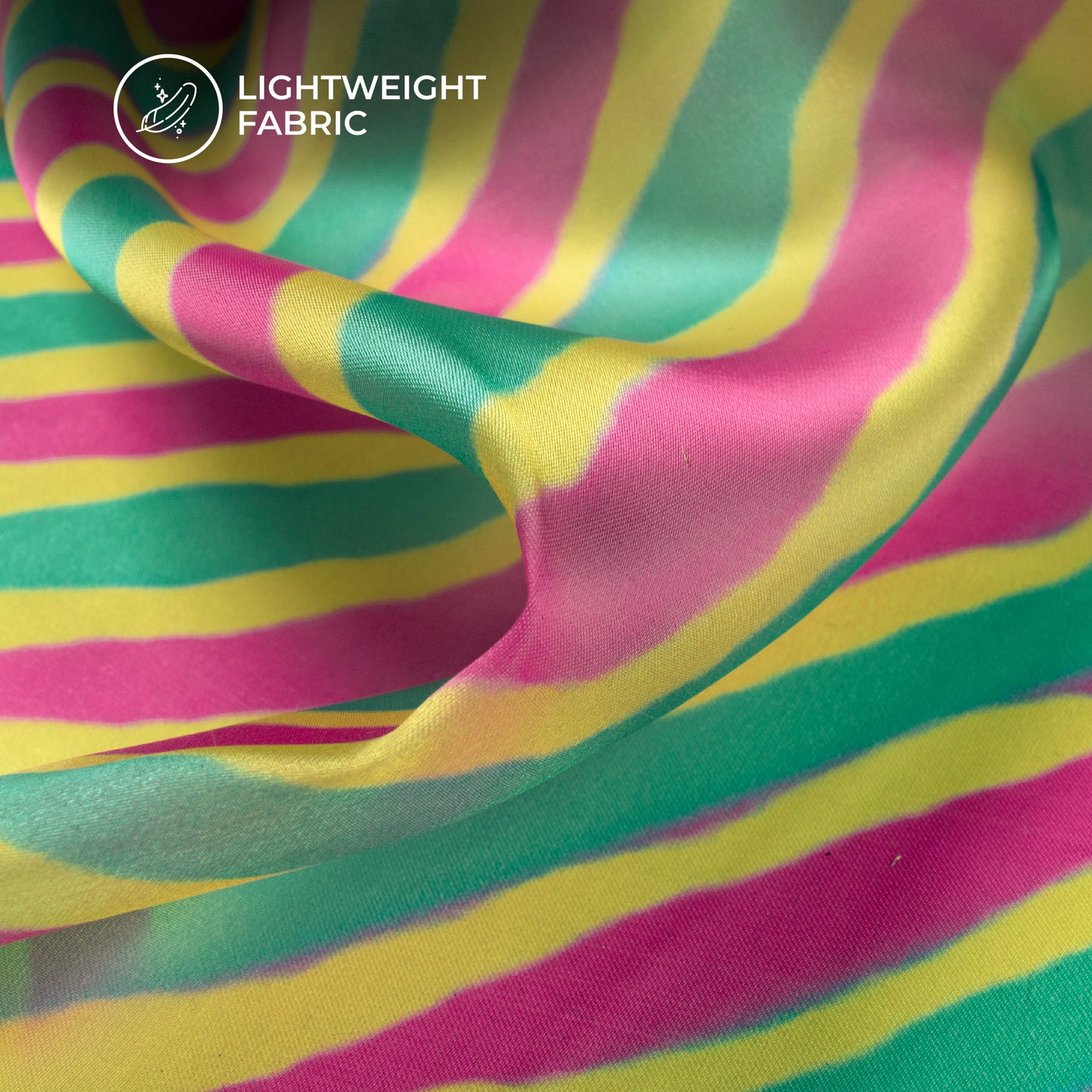 Fuscia Pink Leheriya Digital Print Organza Satin Fabric