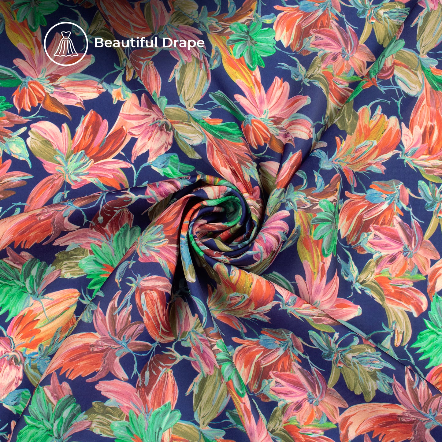 Softcore Scenery Vibes - Aesthetic Floral Digital Print Imported Satin Fabric