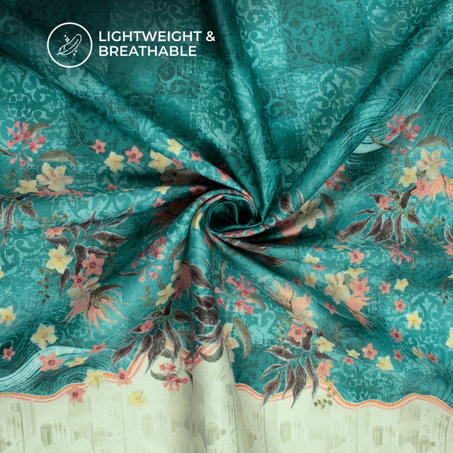 Ethnic Daman Floral Digital Print Poly Glazed Cotton Fabric