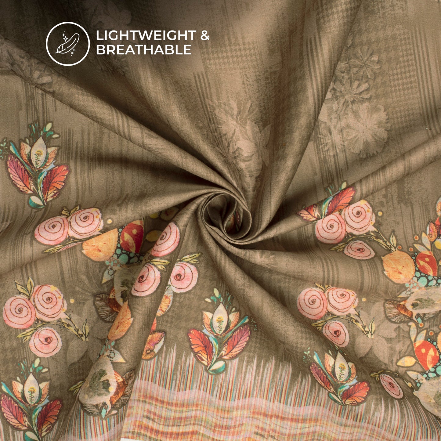 Blooming Daman Digital Print Poly Glazed Cotton Fabric
