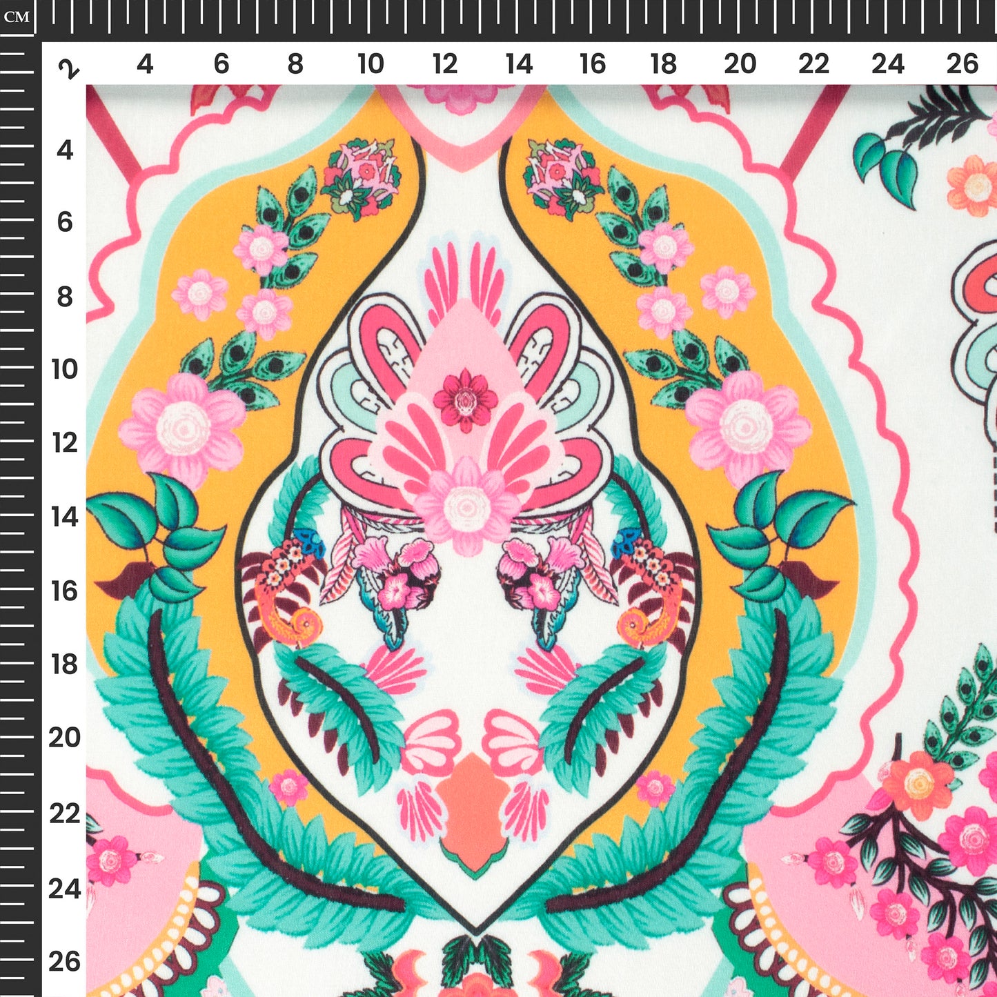 Flamingo Pink Floral Digital Print Muslin Fabric