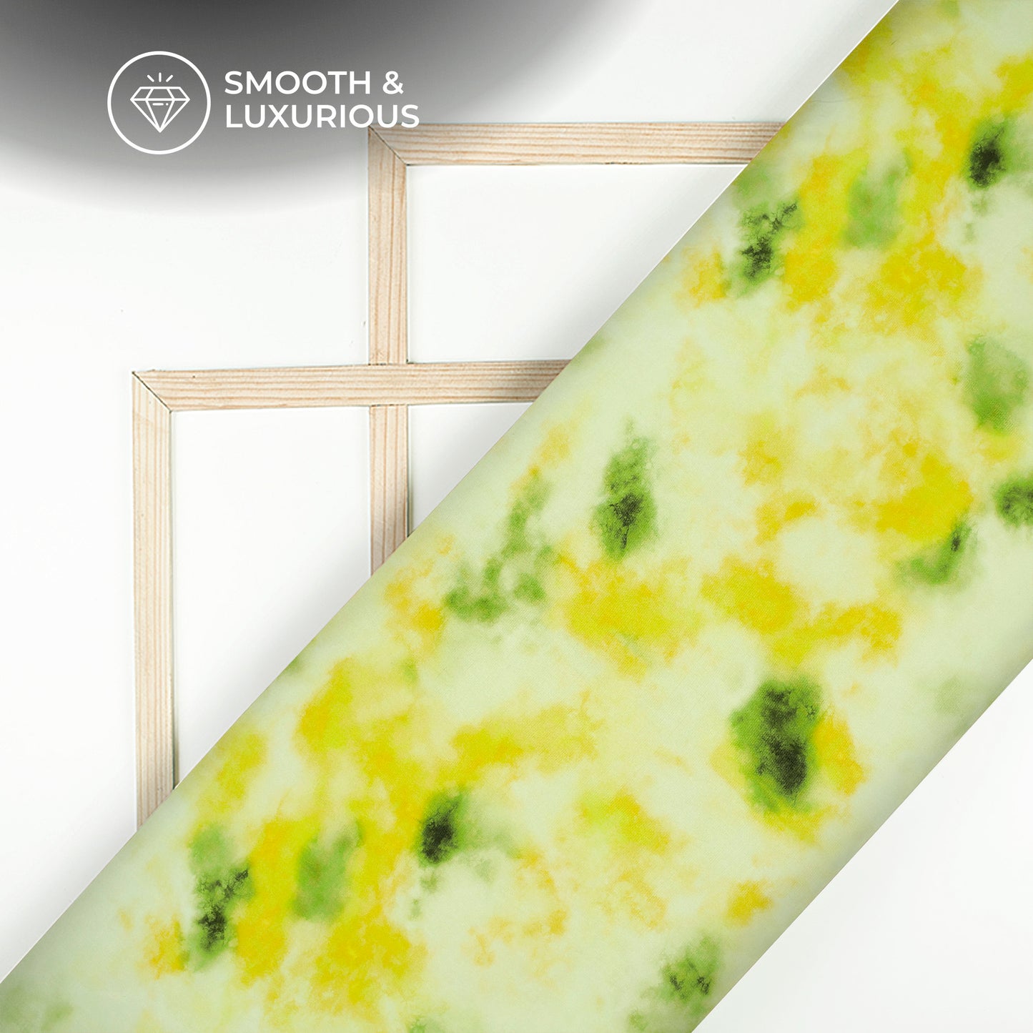 Lemon Yellow Tie & Dye Digital Print Viscose Uppada Silk Fabric