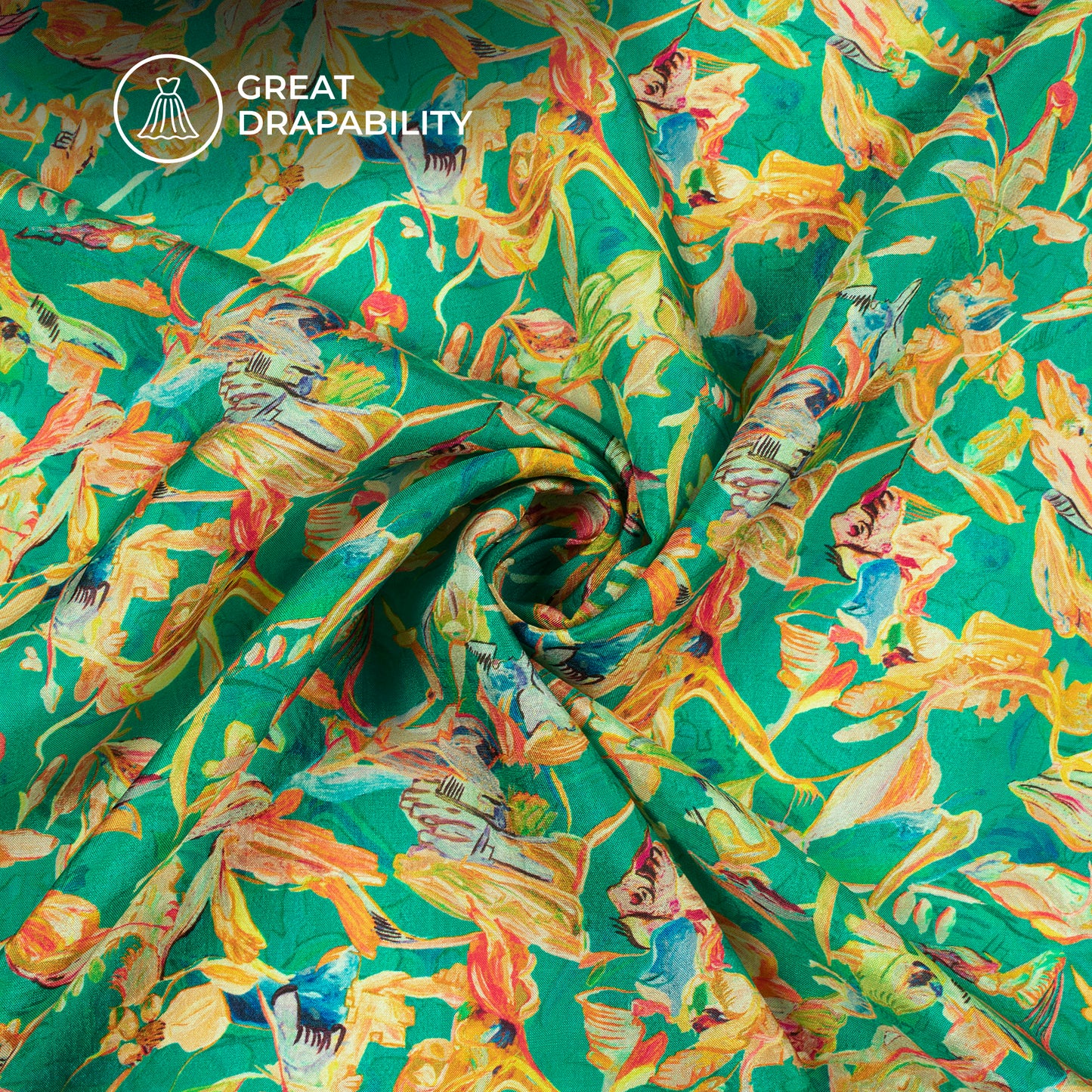Multi-Color Floral Digital Print Viscose Uppada Silk Fabric
