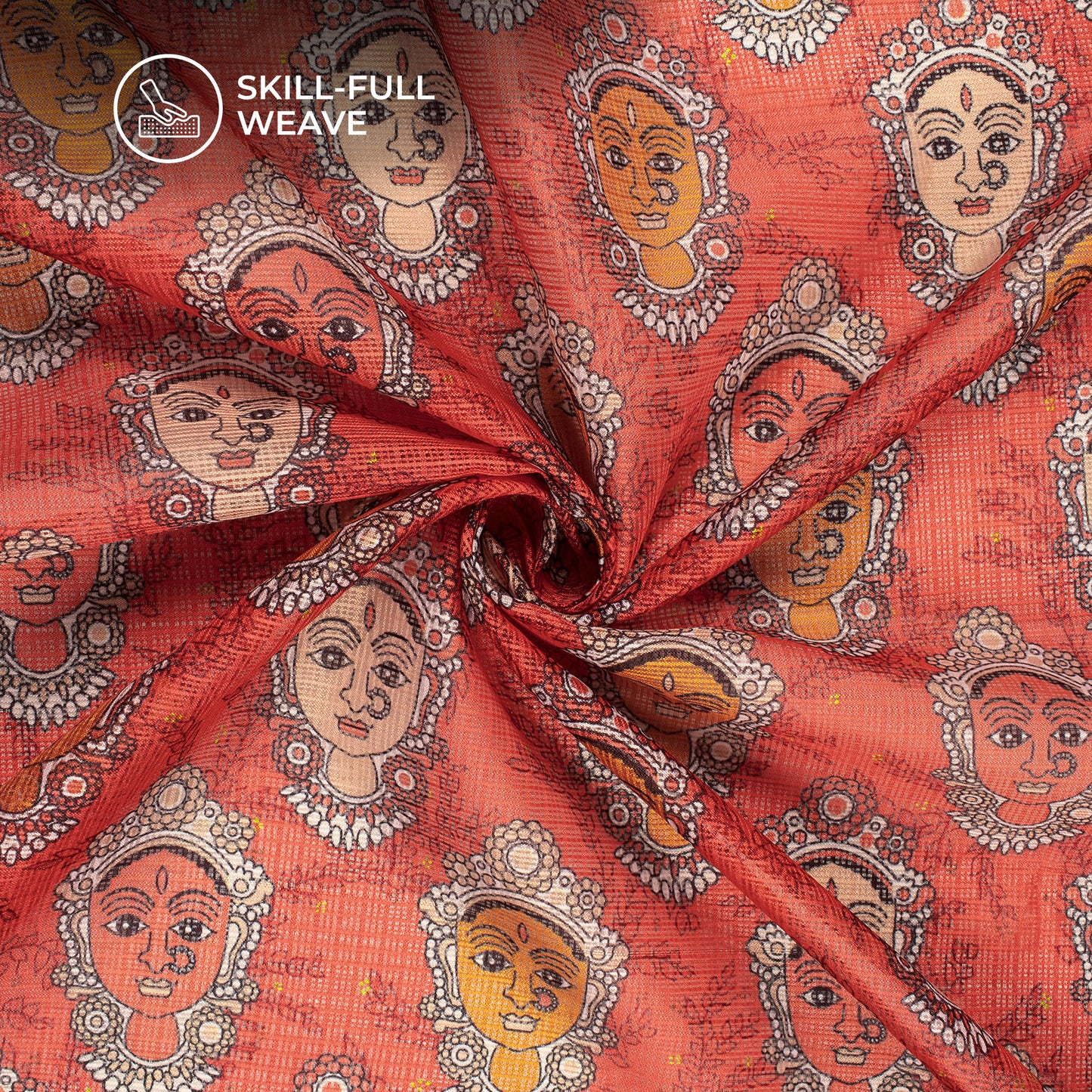 Rose Red Quirky Digital Print Kota Doria Fabric for Instagram Ready Looks