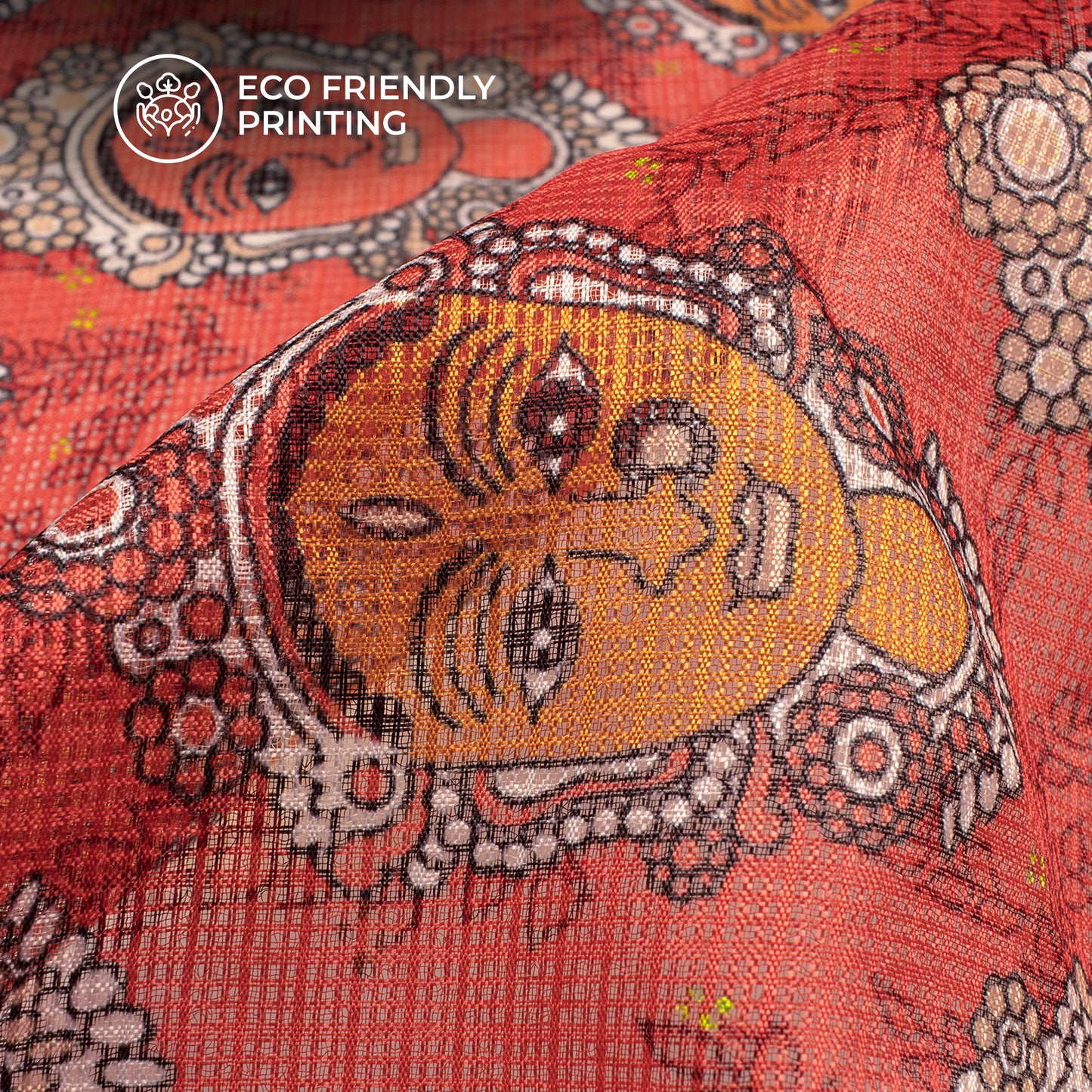 Rose Red Quirky Digital Print Kota Doria Fabric for Instagram Ready Looks