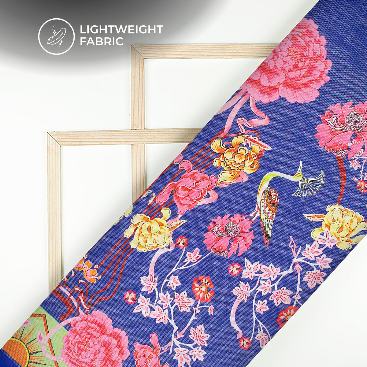 Royal Blue Floral Digital Print Kota Doria Fabric for Instagram Ready Looks