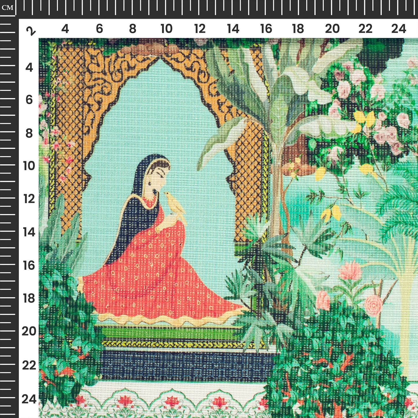 Dark Green Madhubani Digital Print Kota Doria Fabric for Instagram Ready Looks