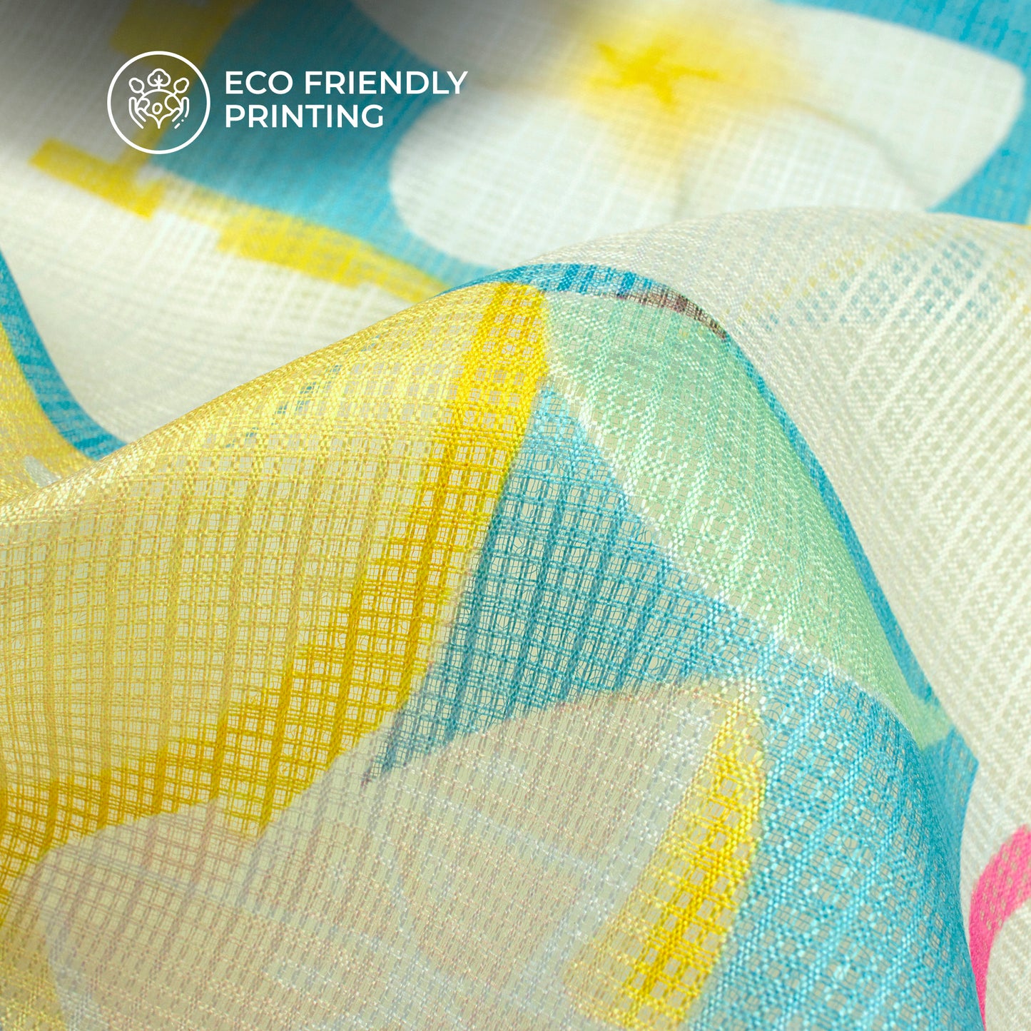Baby Blue Stripes,Floral Digital Print Kota Doria Fabric for Instagram Ready Looks