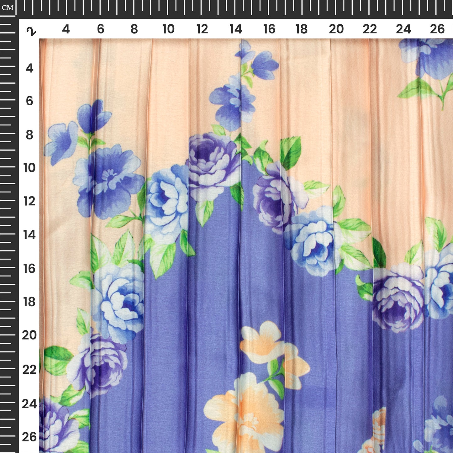 Brown Floral Digital Print Japan Satin Pleated Fabric