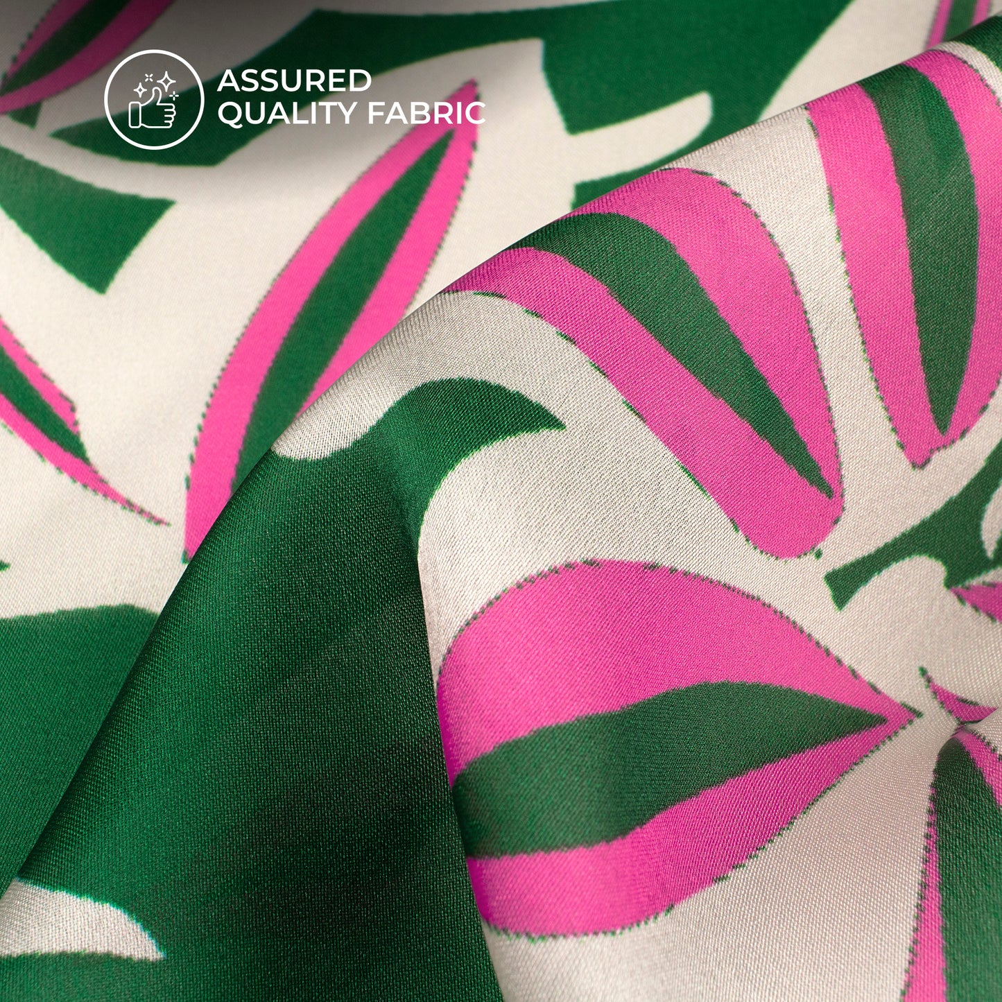 Dark Green Floral Digital Print Georgette Satin Fabric