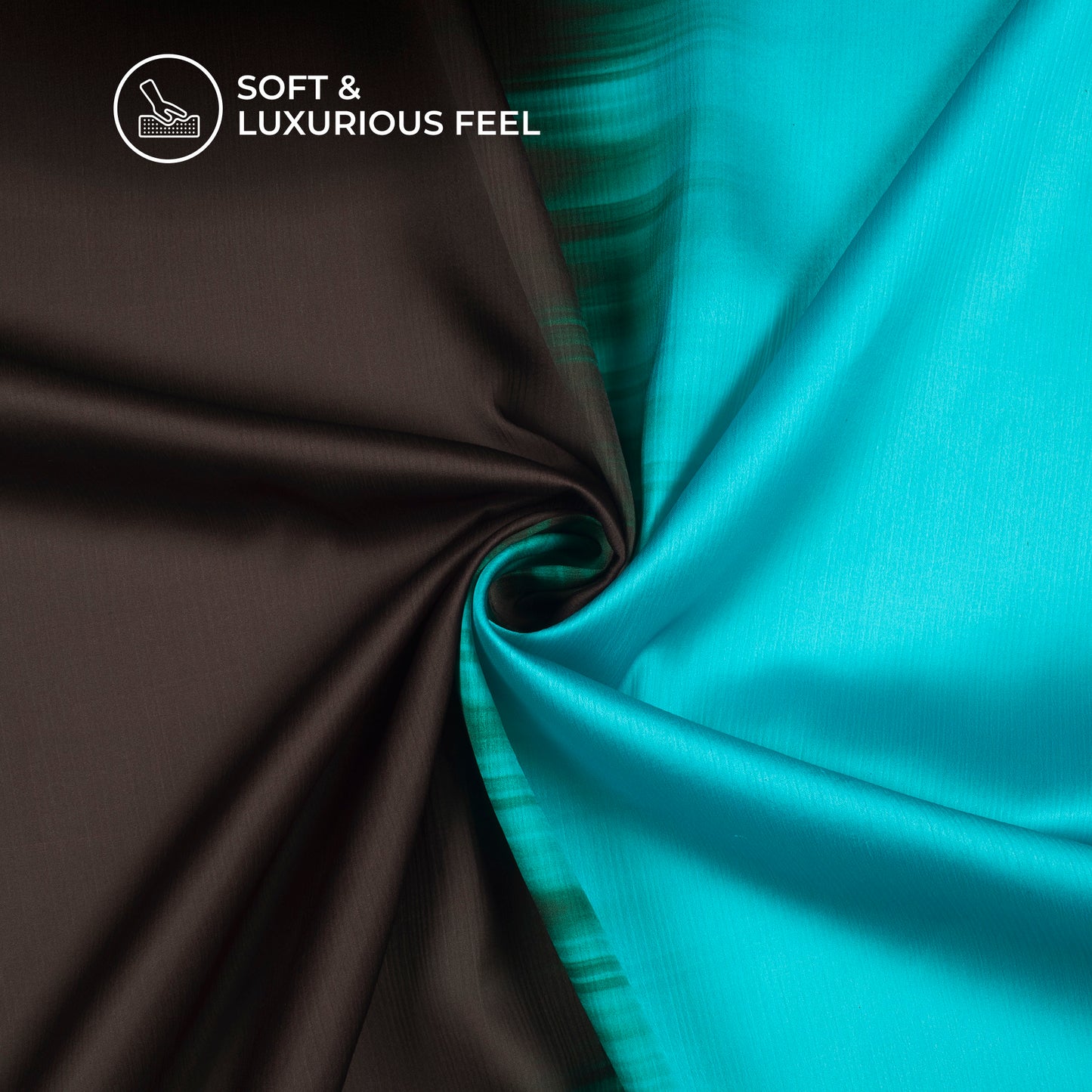 Drak Brown,Sky Blue Ombre Pattern Digital Print Chiffon Satin Fabric