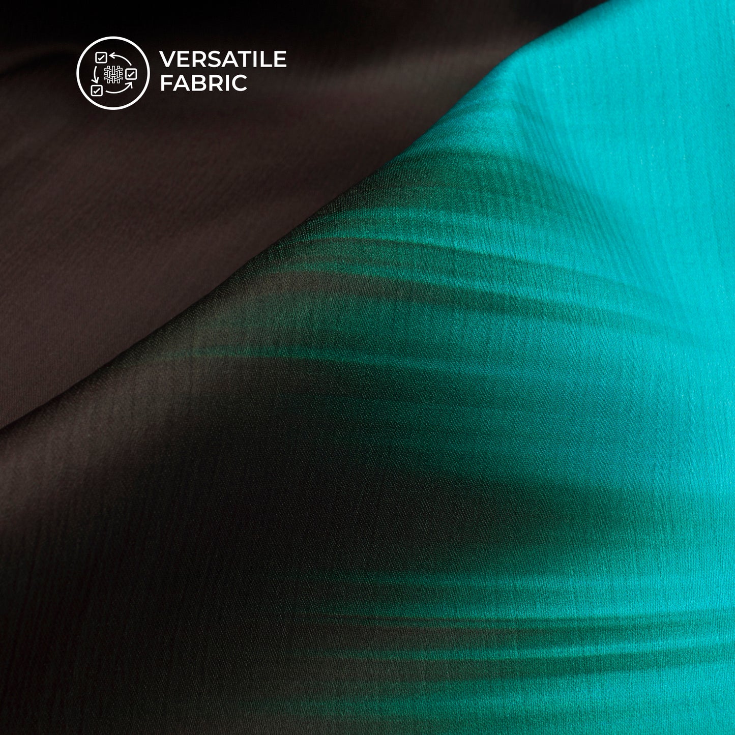 Drak Brown,Sky Blue Ombre Pattern Digital Print Chiffon Satin Fabric
