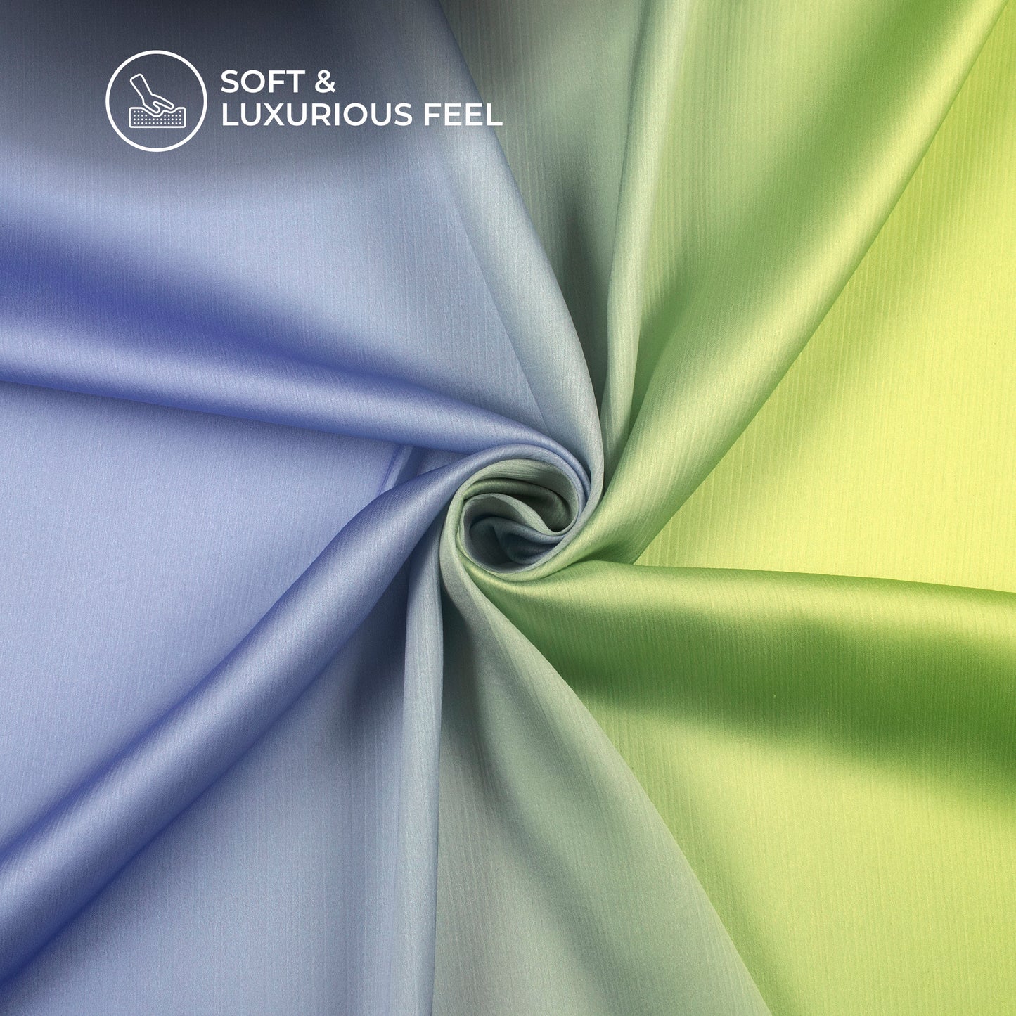Cornflower Bule,Chartreuse Green Ombre Pattern Digital Print Chiffon Satin Fabric