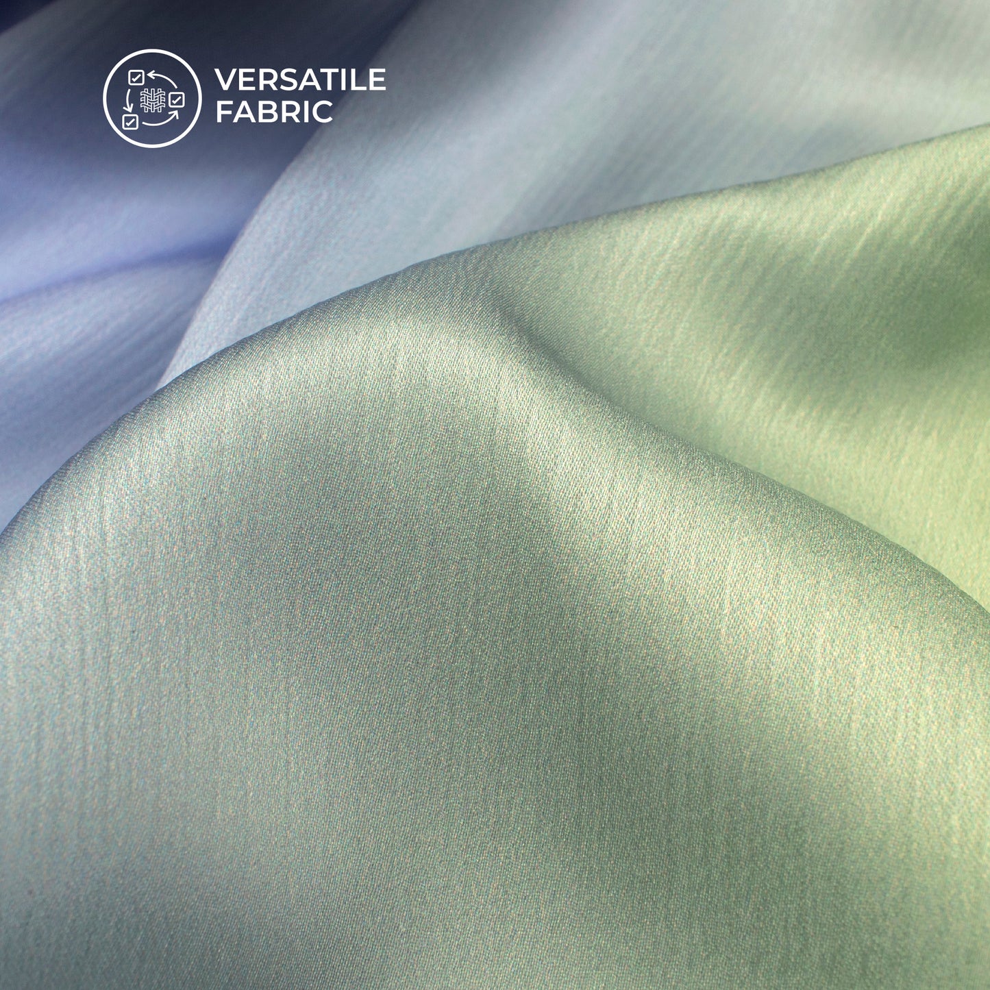 Cornflower Bule,Chartreuse Green Ombre Pattern Digital Print Chiffon Satin Fabric