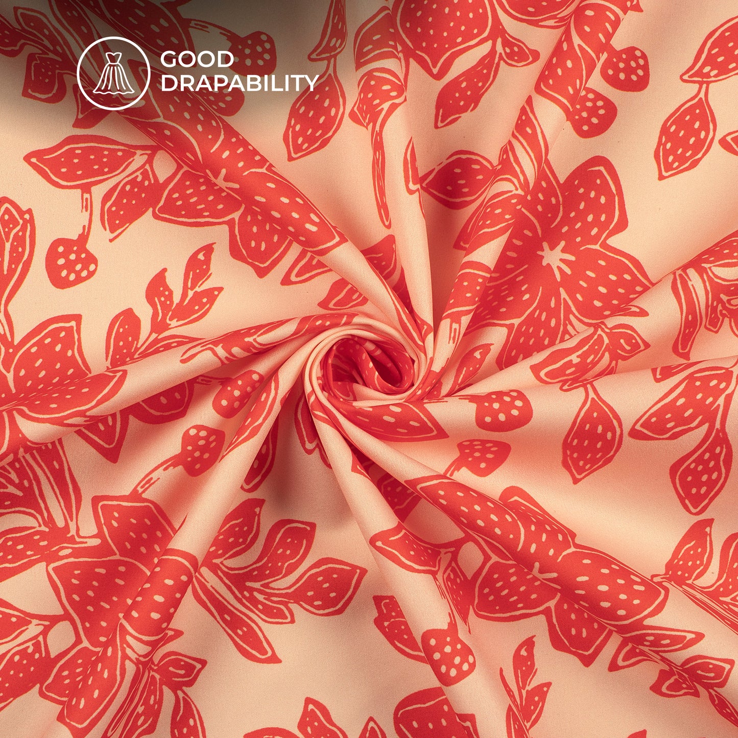 Rose Red Floral Digital Print Butter Crepe Fabric