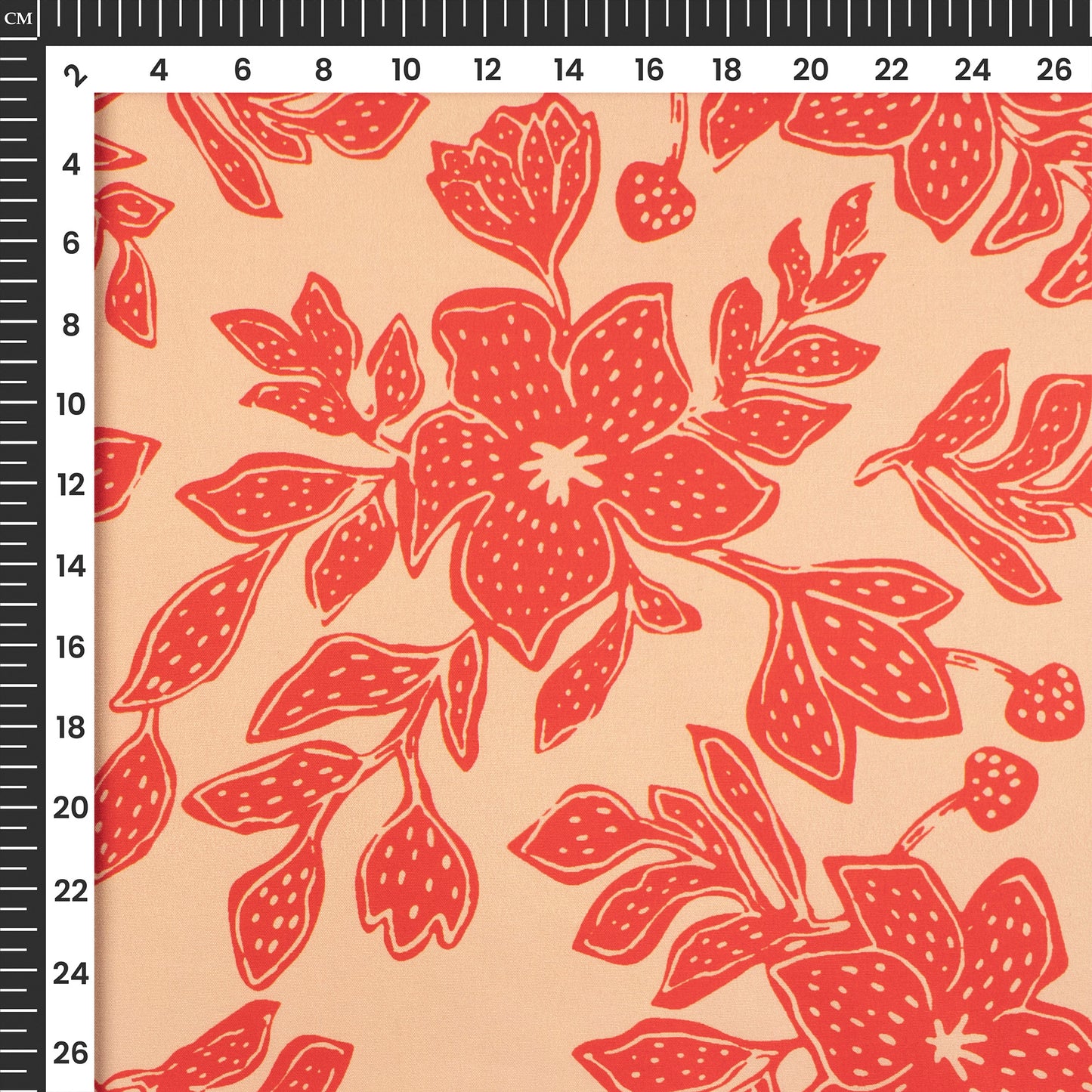 Rose Red Floral Digital Print Butter Crepe Fabric