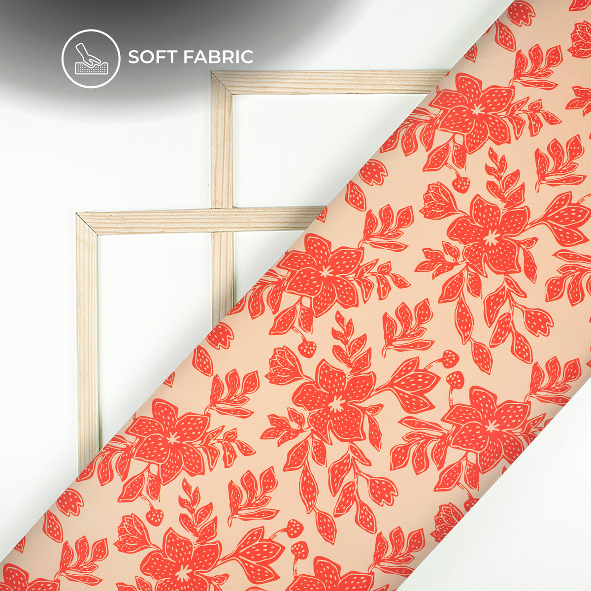 Rose Red Floral Digital Print Butter Crepe Fabric