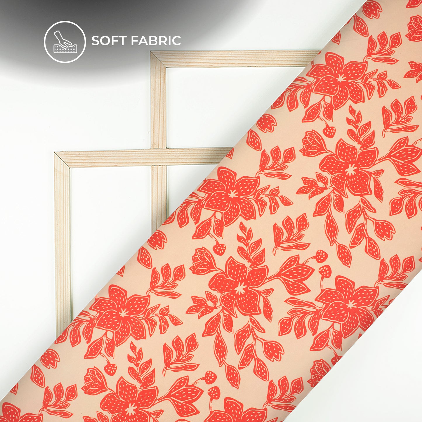 Rose Red Floral Digital Print Butter Crepe Fabric