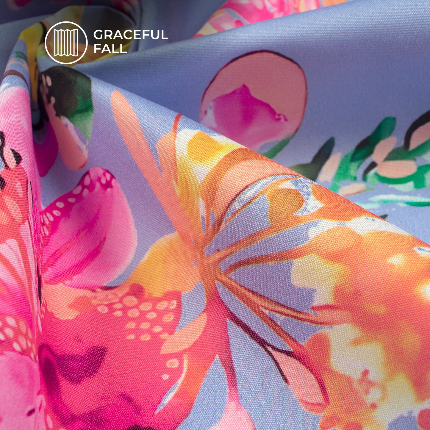 Cornflower blue Floral Digital Print Butter Crepe Fabric