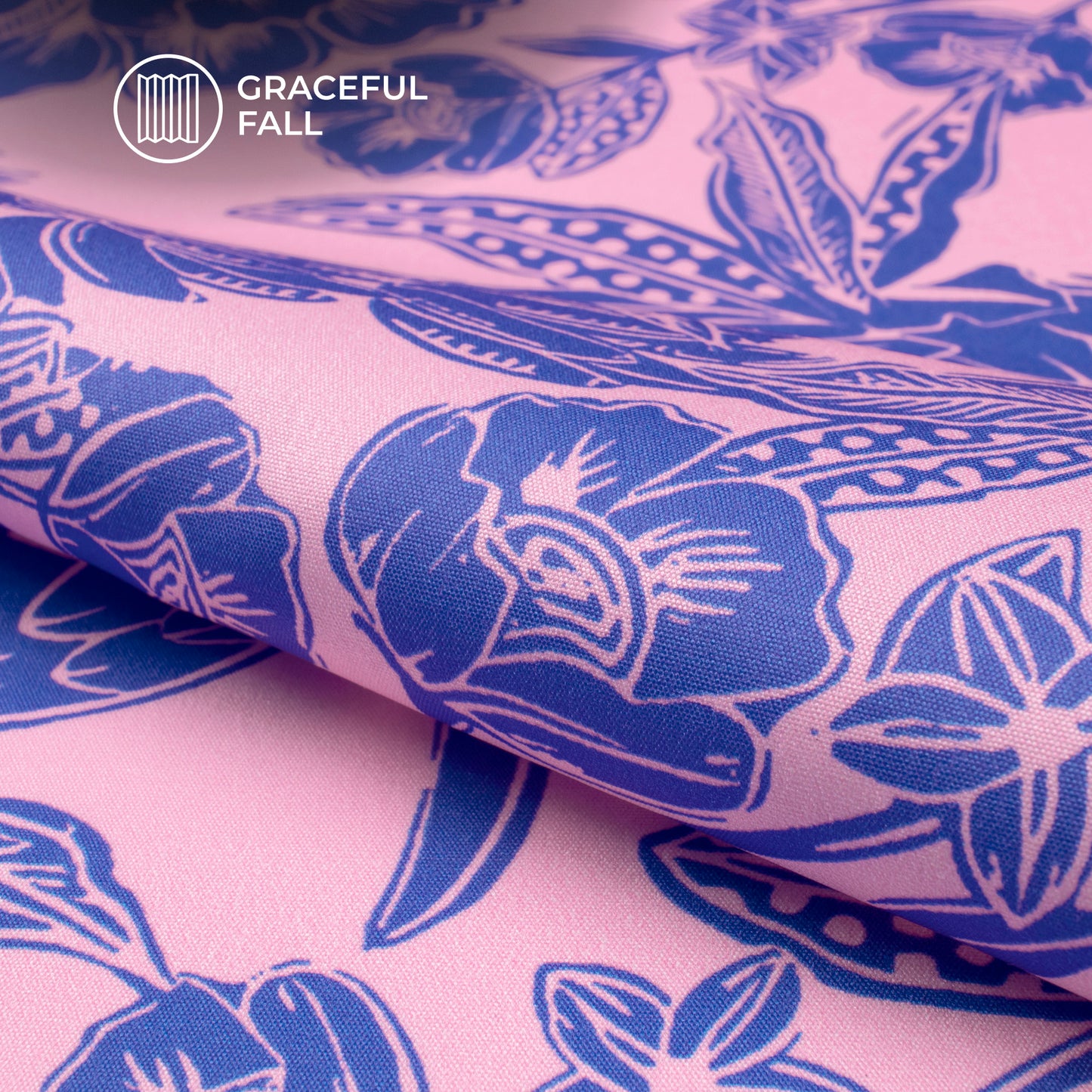 Royal Blue Floral Digital Print Butter Crepe Fabric