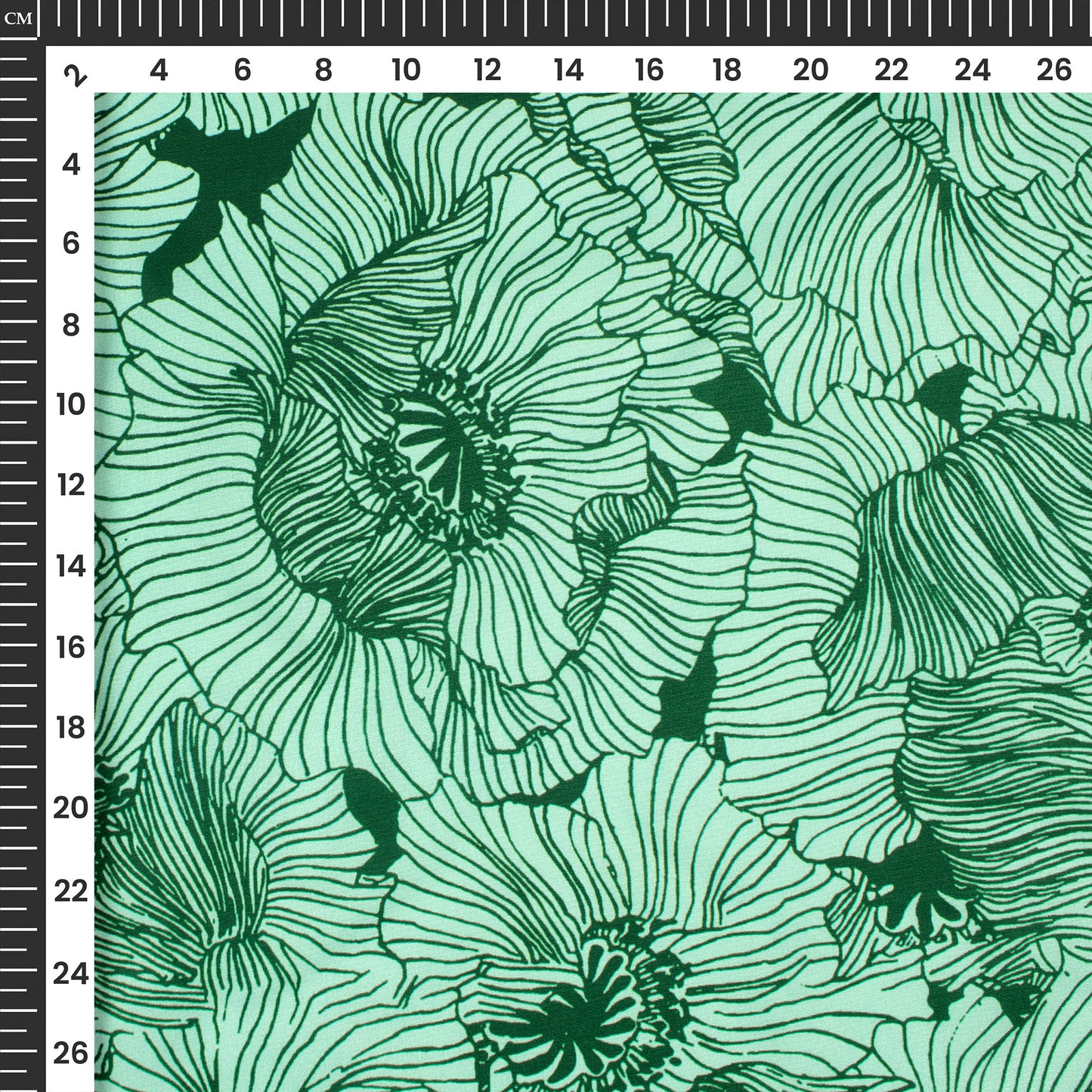 Dark Green Floral Digital Print Butter Crepe Fabric