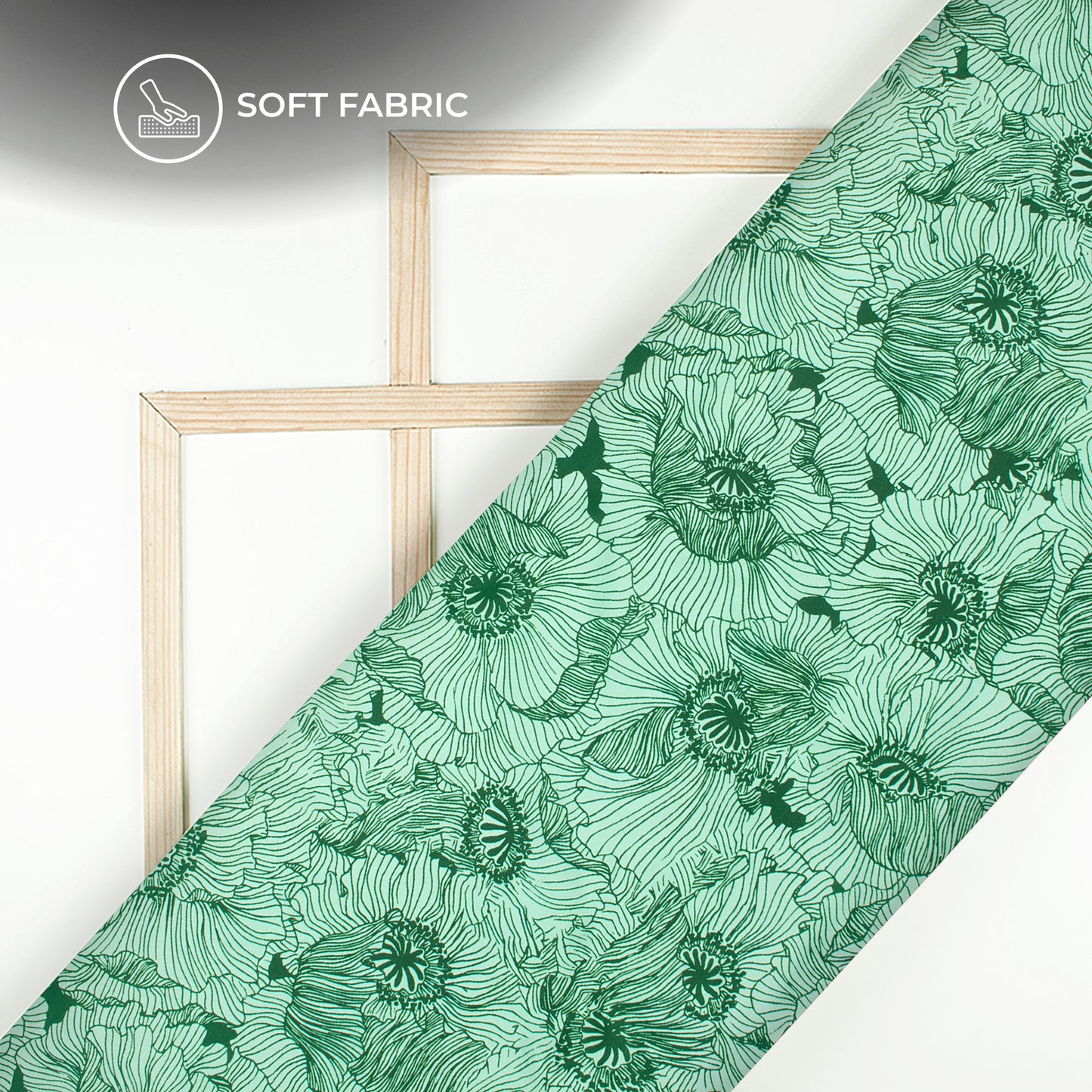 Dark Green Floral Digital Print Butter Crepe Fabric