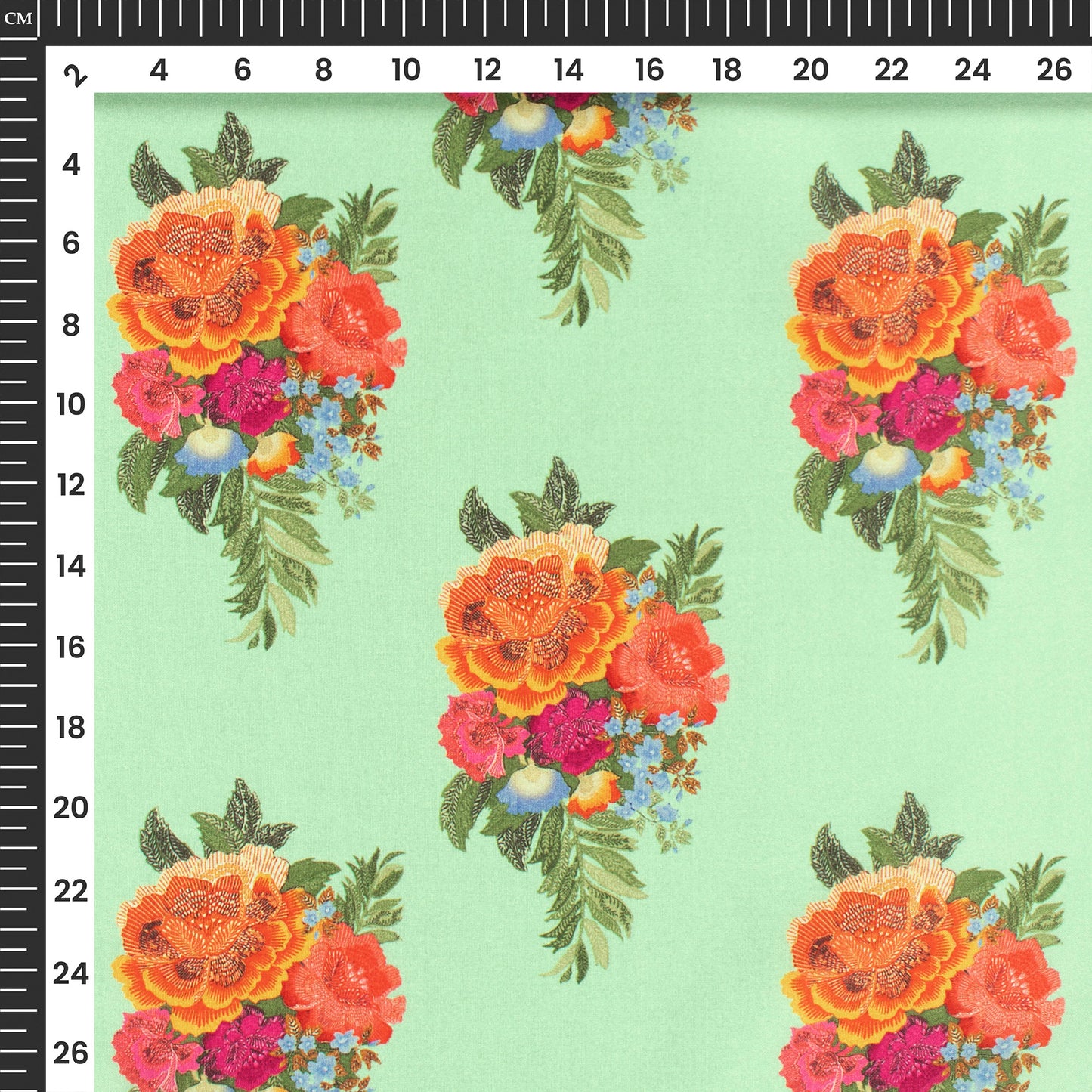 Tangerine Orange Floral Digital Print Crepe Silk Fabric