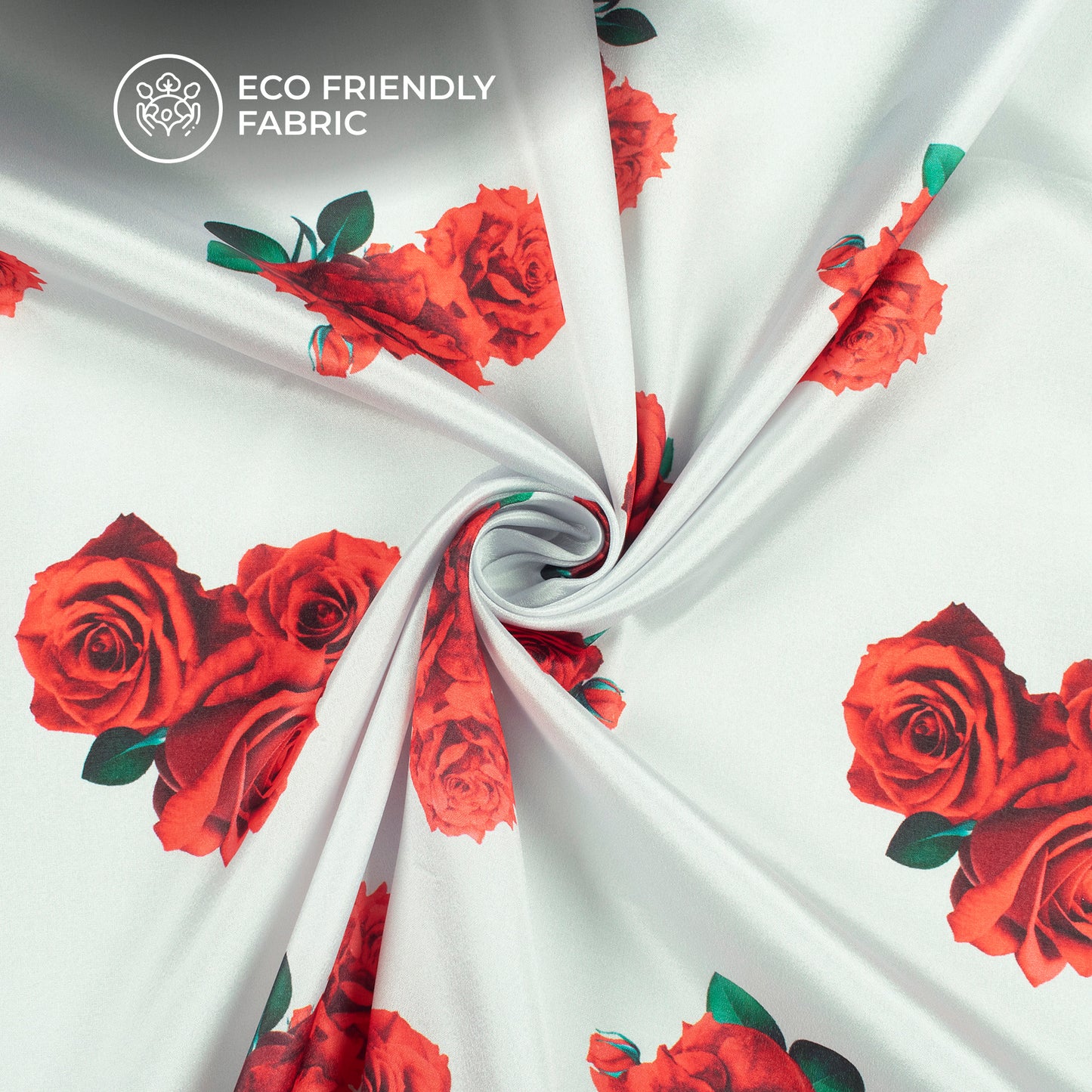Cherry Red Floral Digital Print Crepe Silk Fabric