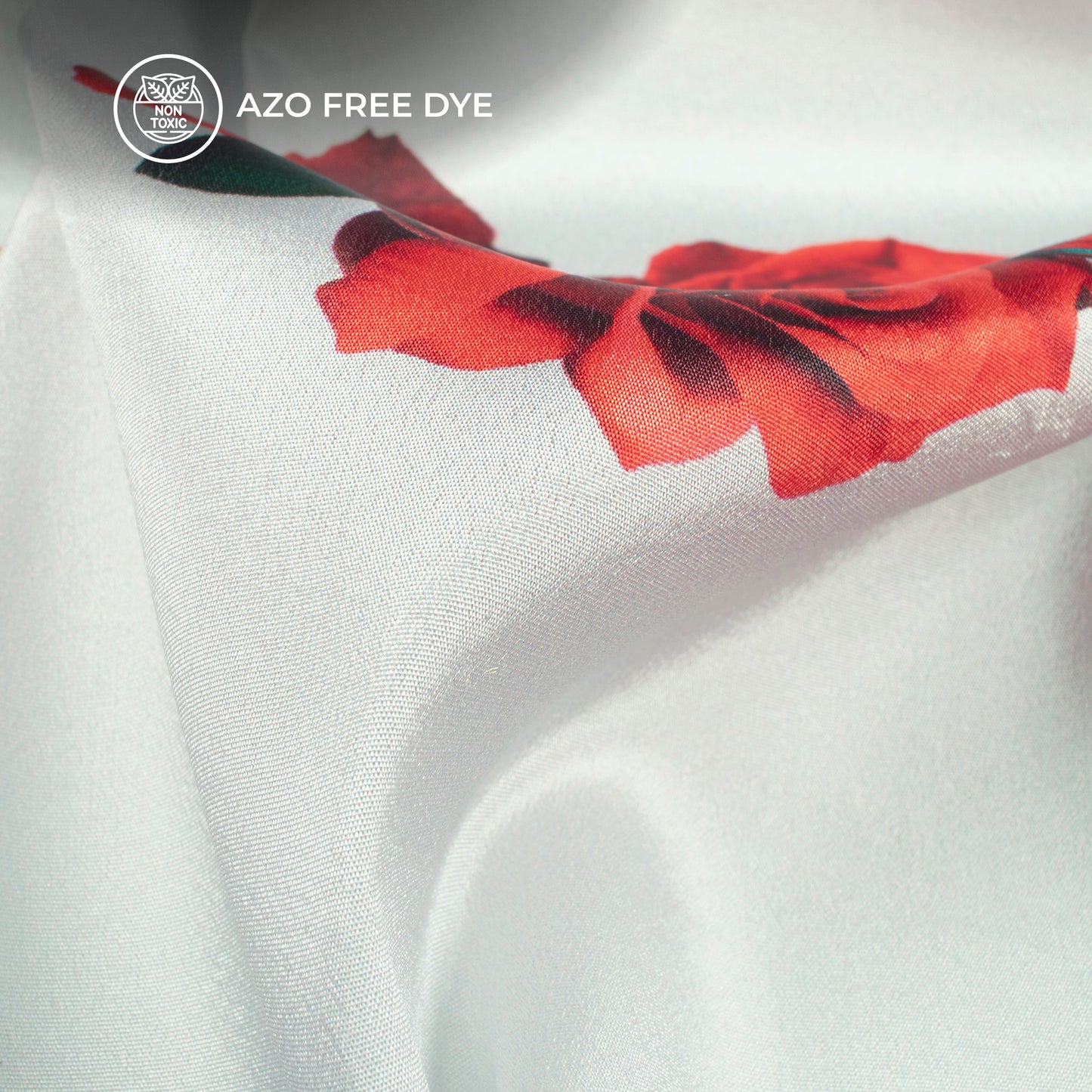 Cherry Red Floral Digital Print Crepe Silk Fabric