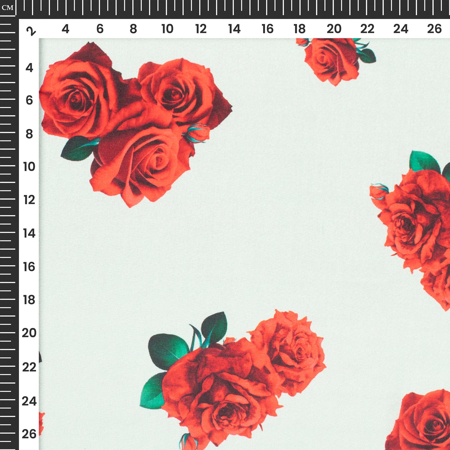 Cherry Red Floral Digital Print Crepe Silk Fabric