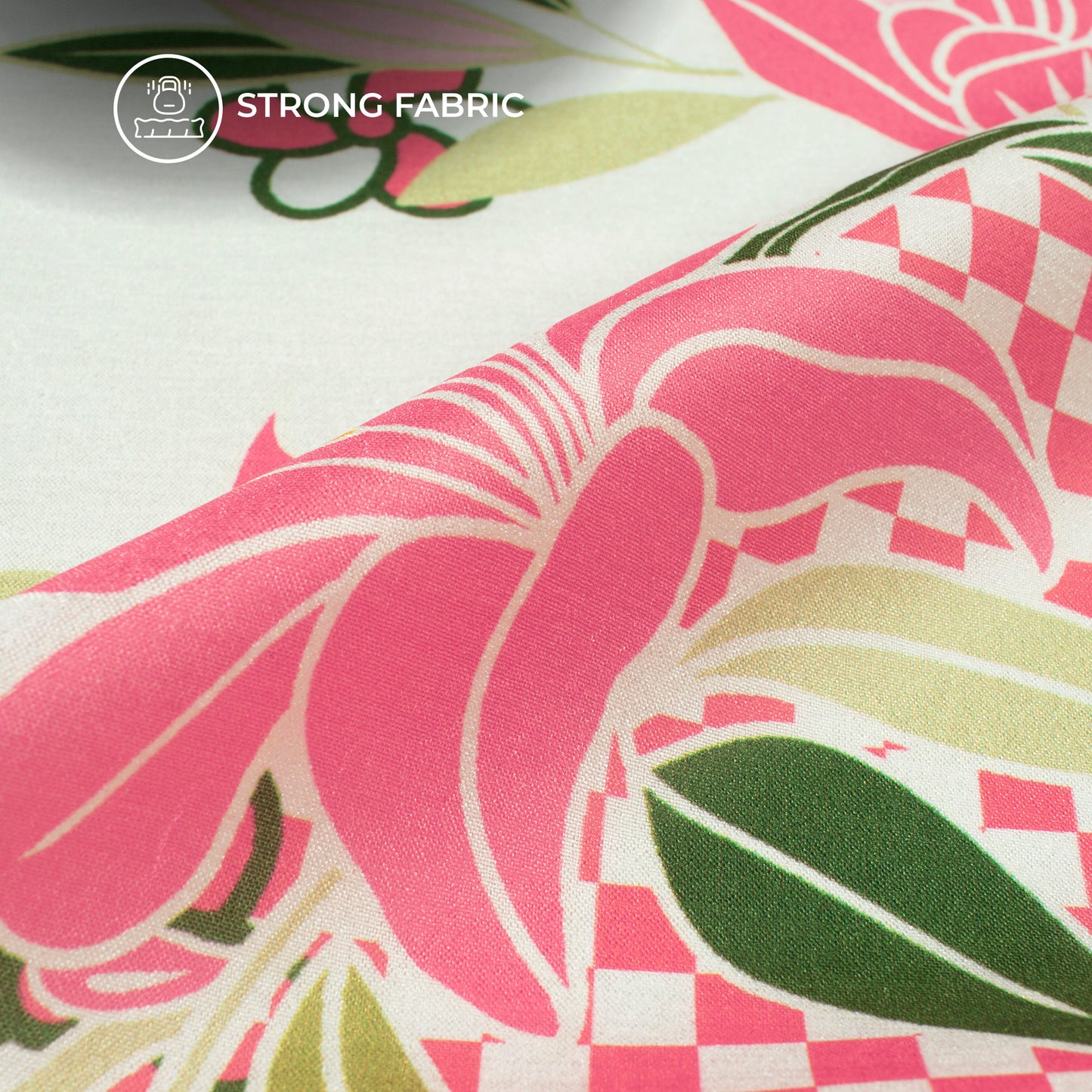Hot Pink Floral Digital Print Flat Silk Fabric