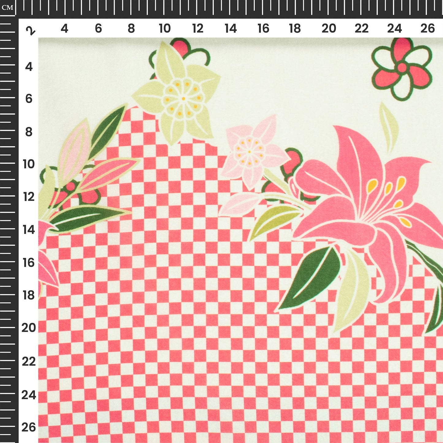 Hot Pink Floral Digital Print Flat Silk Fabric