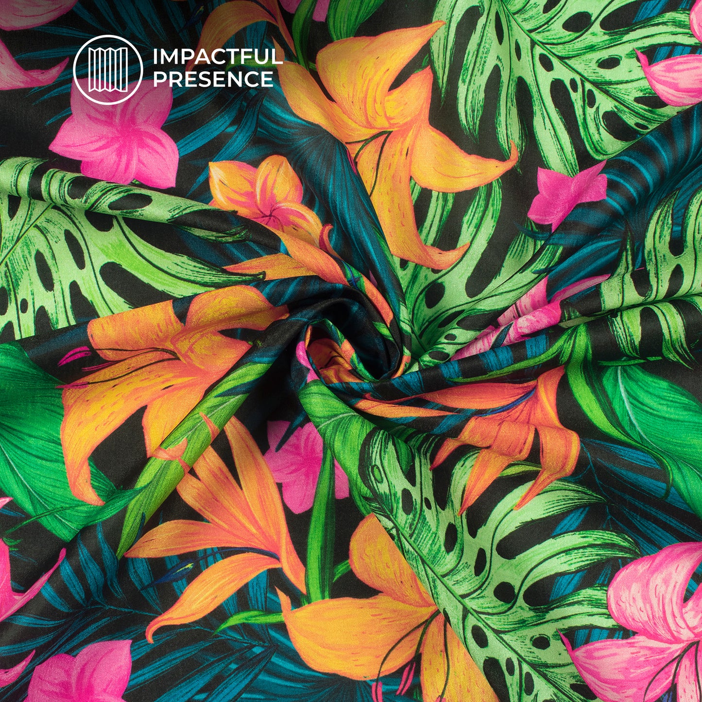 Multi-Color Floral Digital Print Flat Silk Fabric