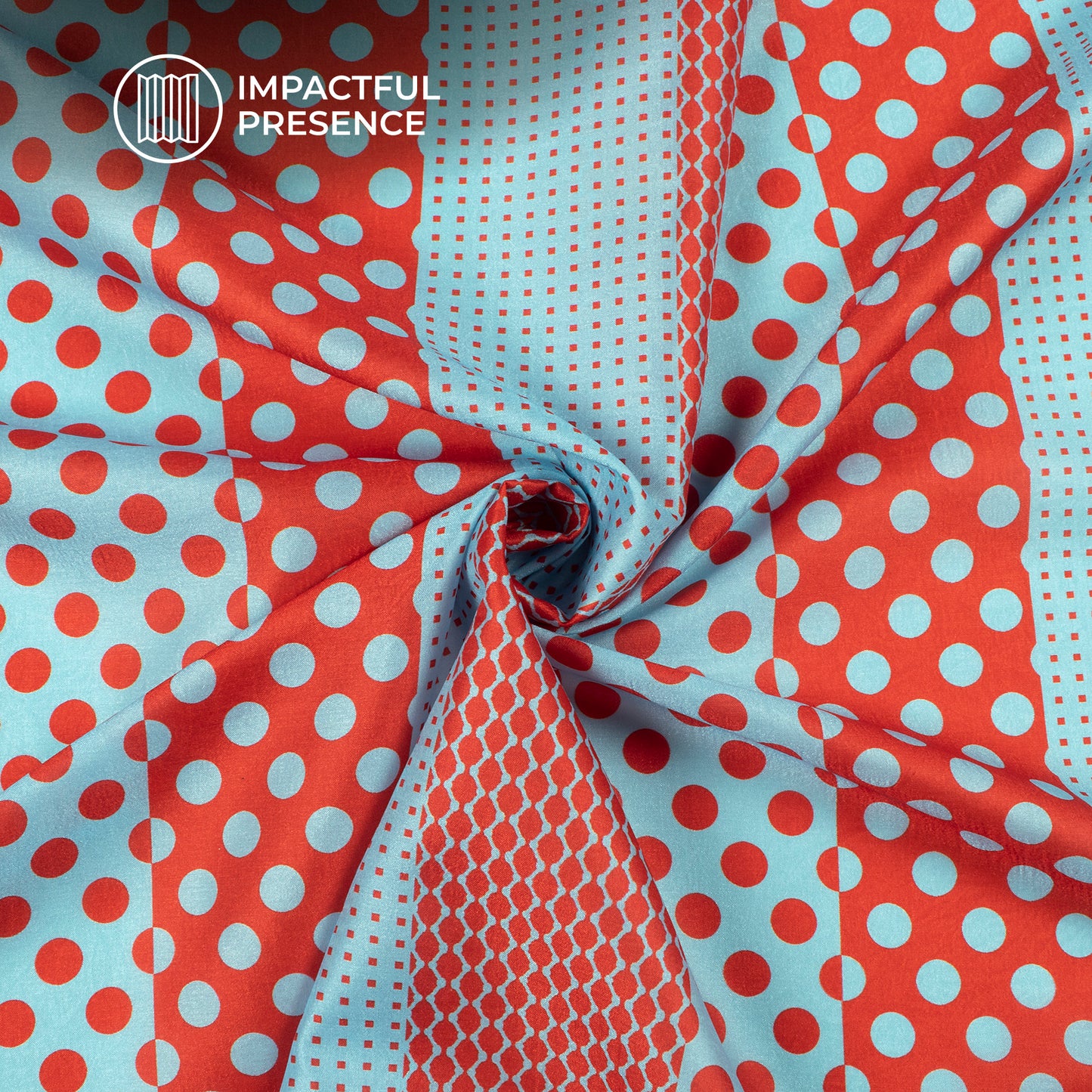 Cherry Red Polka Dots,Chevron Digital Print Flat Silk Fabric