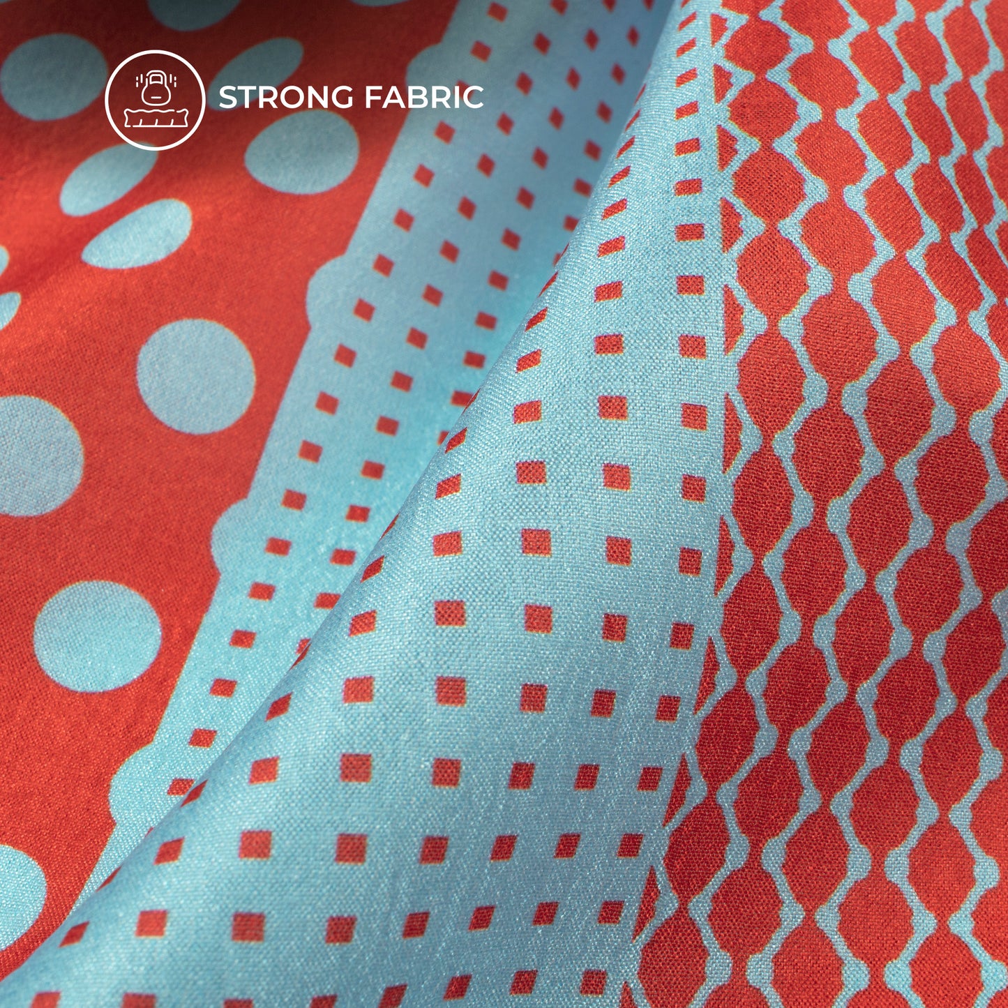 Cherry Red Polka Dots,Chevron Digital Print Flat Silk Fabric