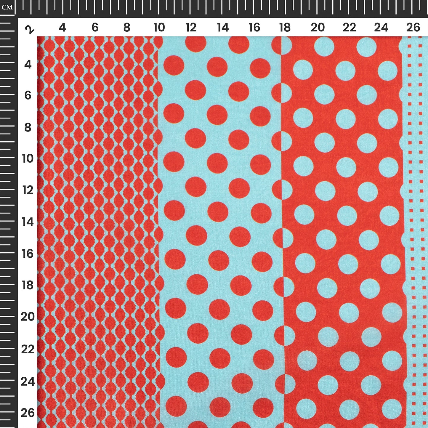 Cherry Red Polka Dots,Chevron Digital Print Flat Silk Fabric