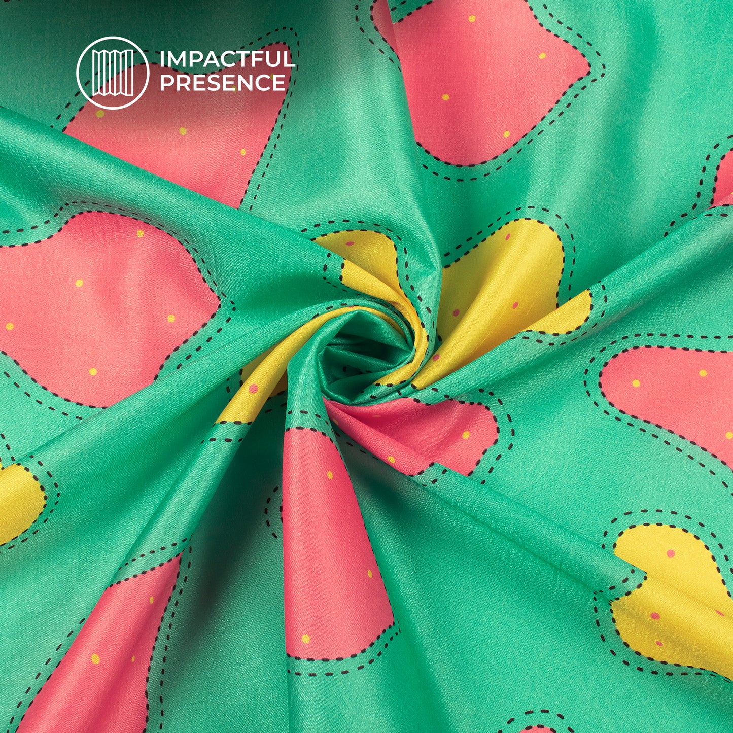 Fern Green Abstract Digital Print Flat Silk Fabric