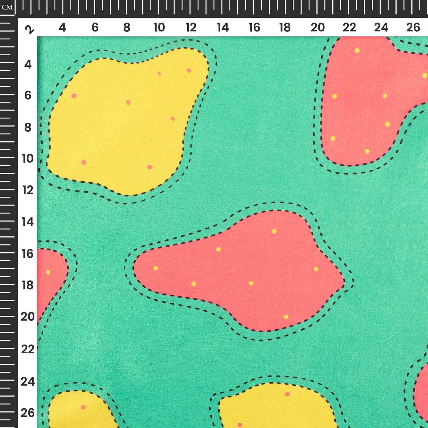 Fern Green Abstract Digital Print Flat Silk Fabric