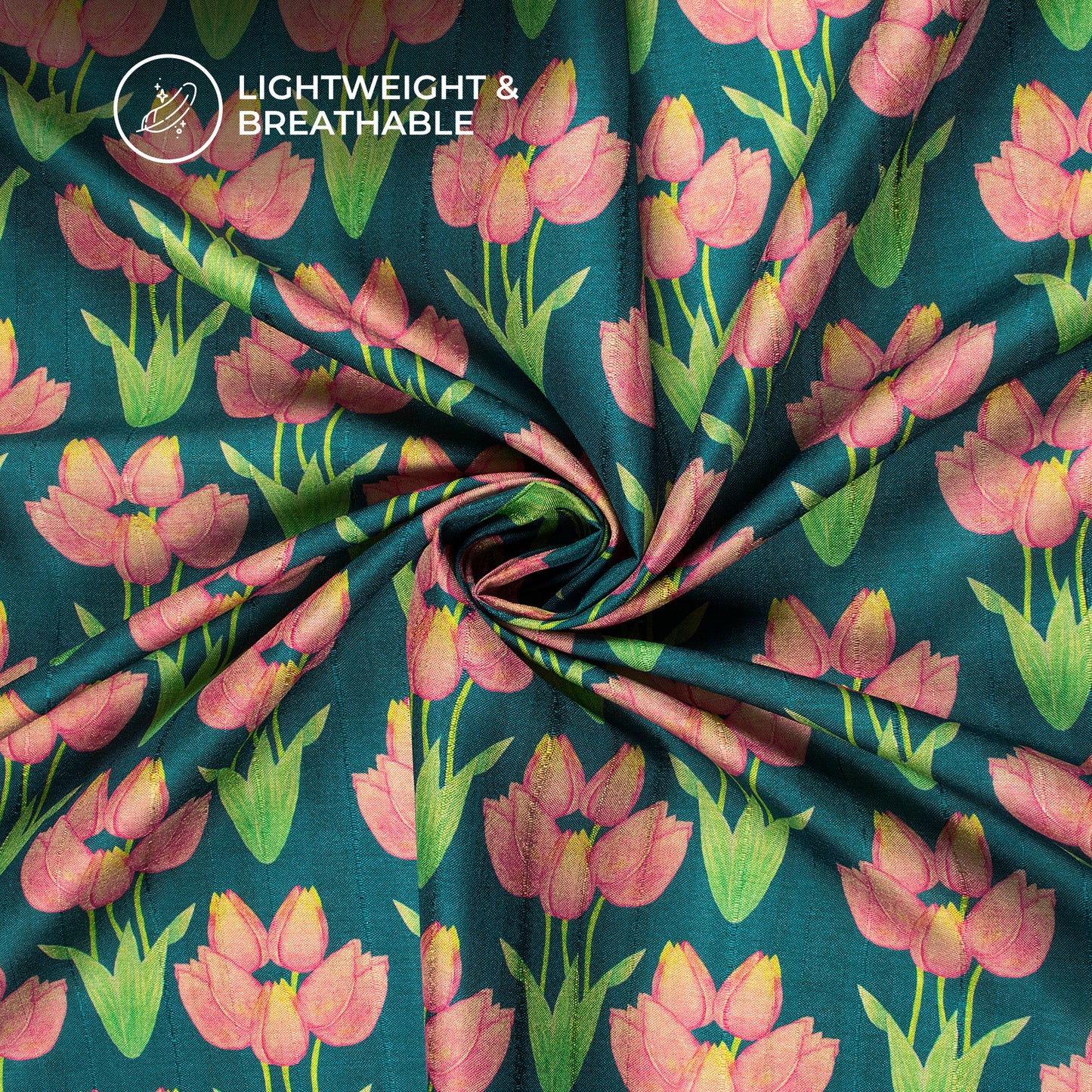 #1 Viral Lotus Fabric - Floral Art on OG Tusser Silk