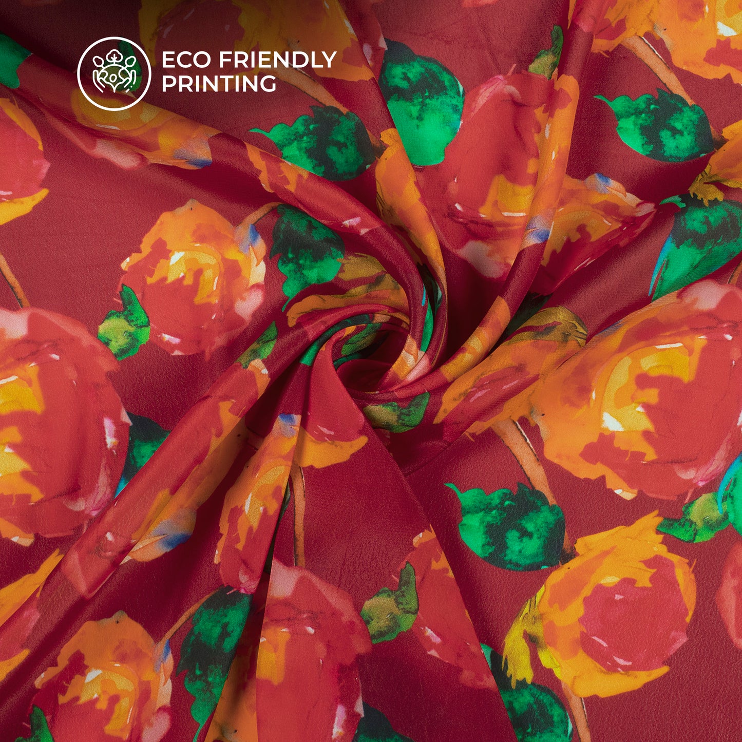 Shaadi Season Crush Floral Digital Print Viscose Natural Crepe Fabric