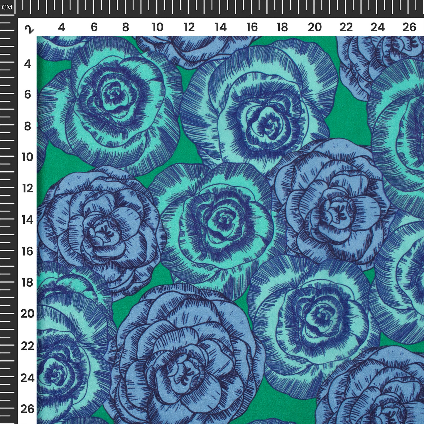 Fall In Love With Blue Rose Digital Print Viscose Natural Crepe Fabric