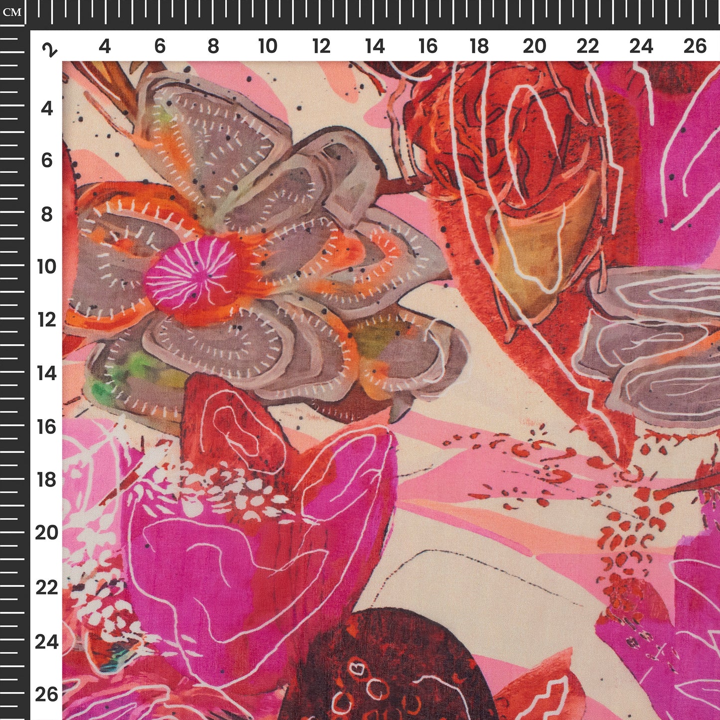 Abstract Floral Digital Print Pure Organaza Fabric
