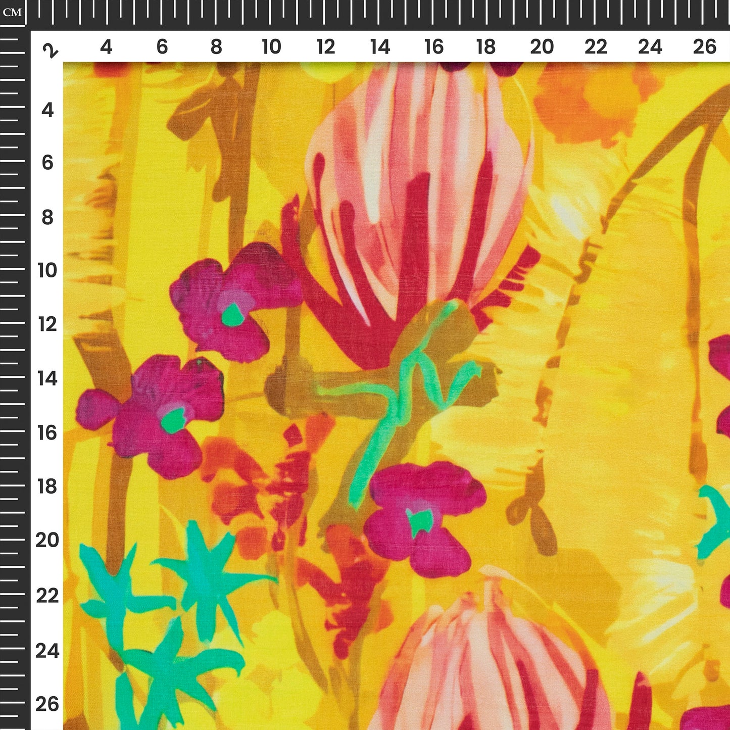 Abstract Aquatic Floral Digital Print Pure Organaza Fabric