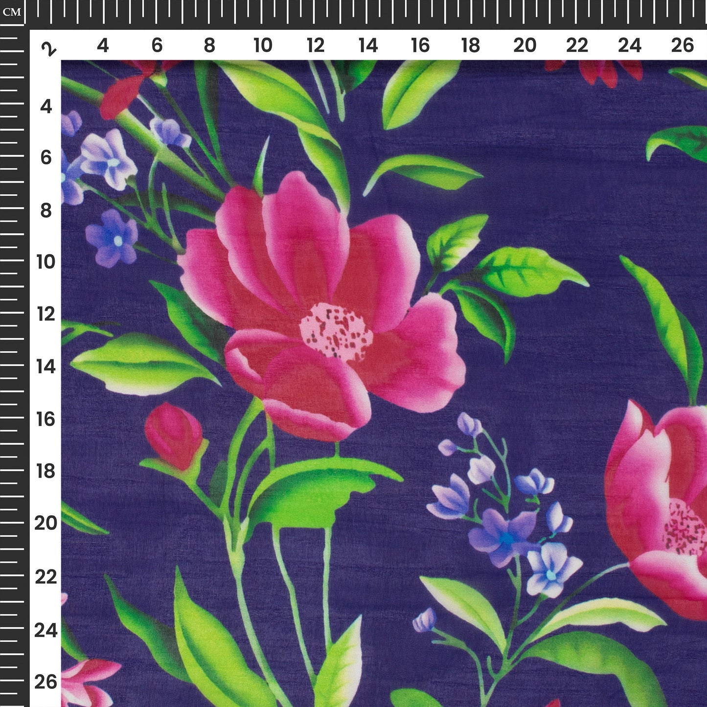 Leafage Rose Floral Digital Print Pure Organaza Fabric