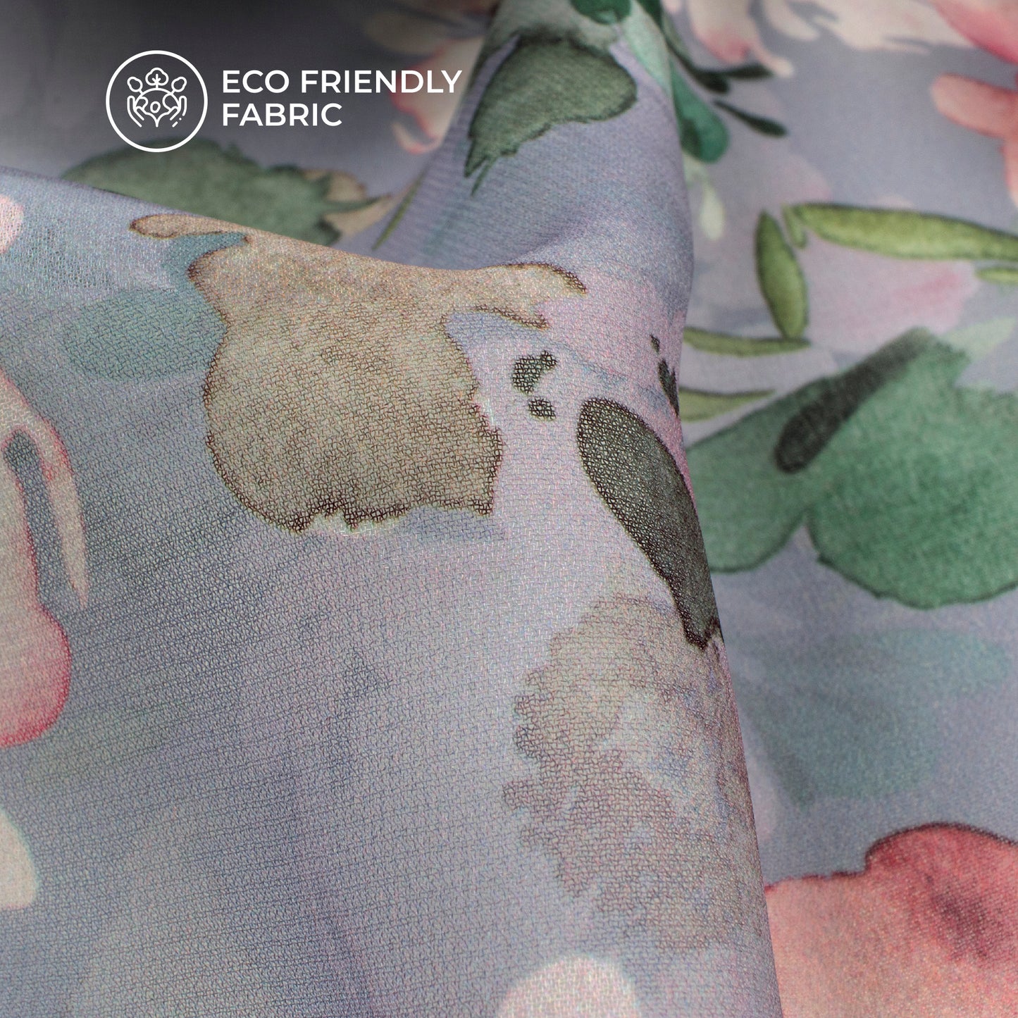 Rose Mist - Seamless Floral Lightweight Georgette Fabric